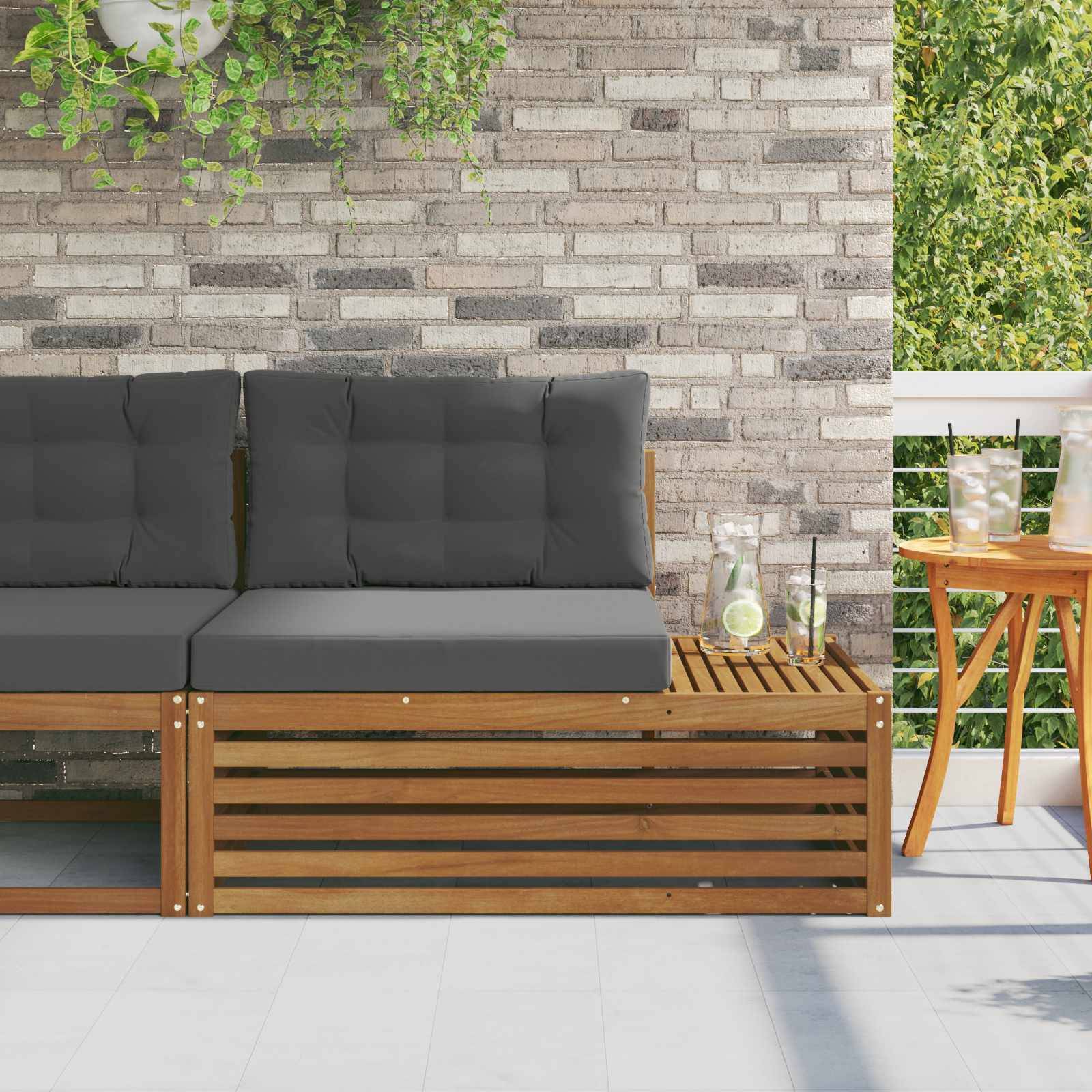 vidaXL Outdoor Endsofa Natur 115 x 83 x 73 cm Massivholz Akazie