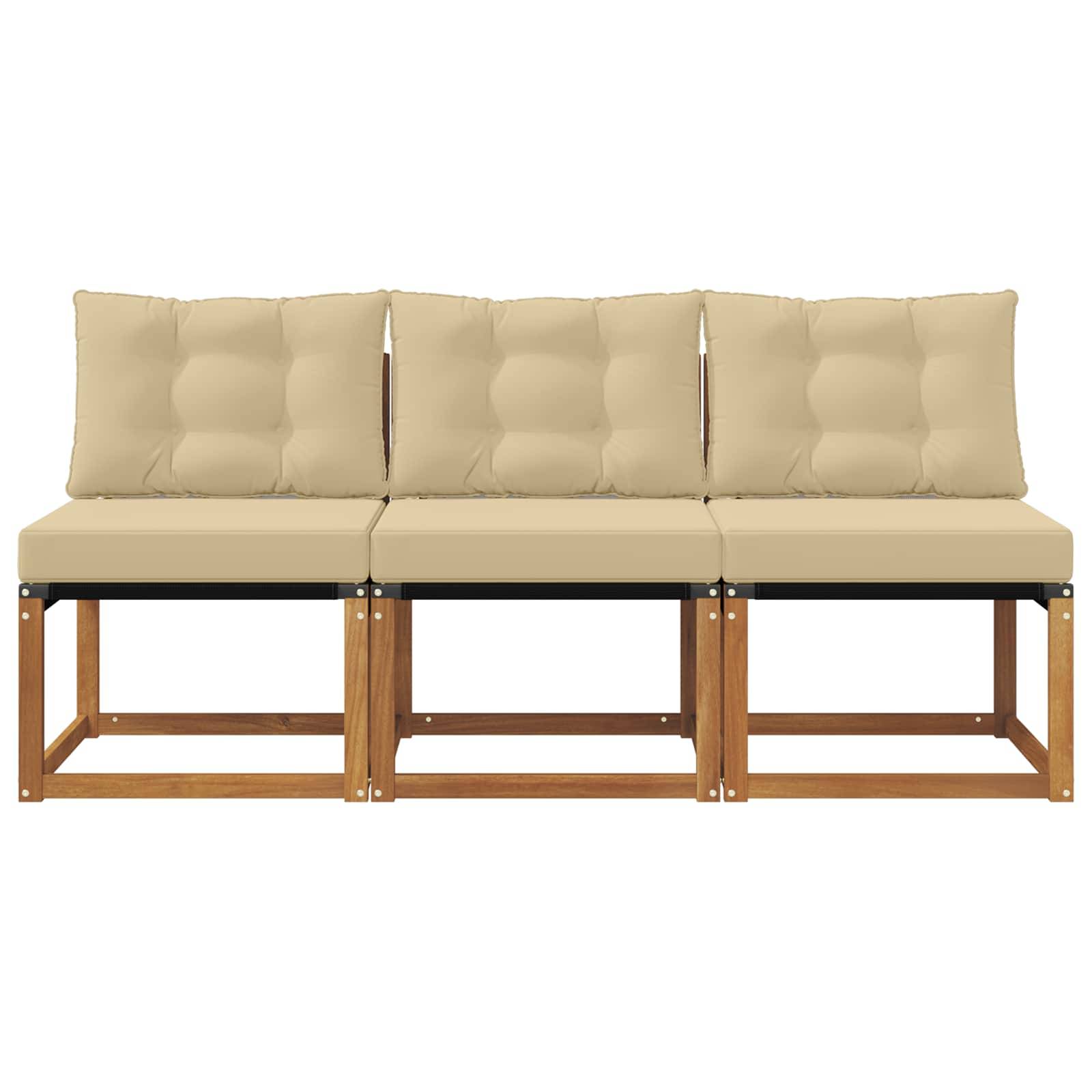 vidaXL 3 Stück Outdoor Mittelsofa