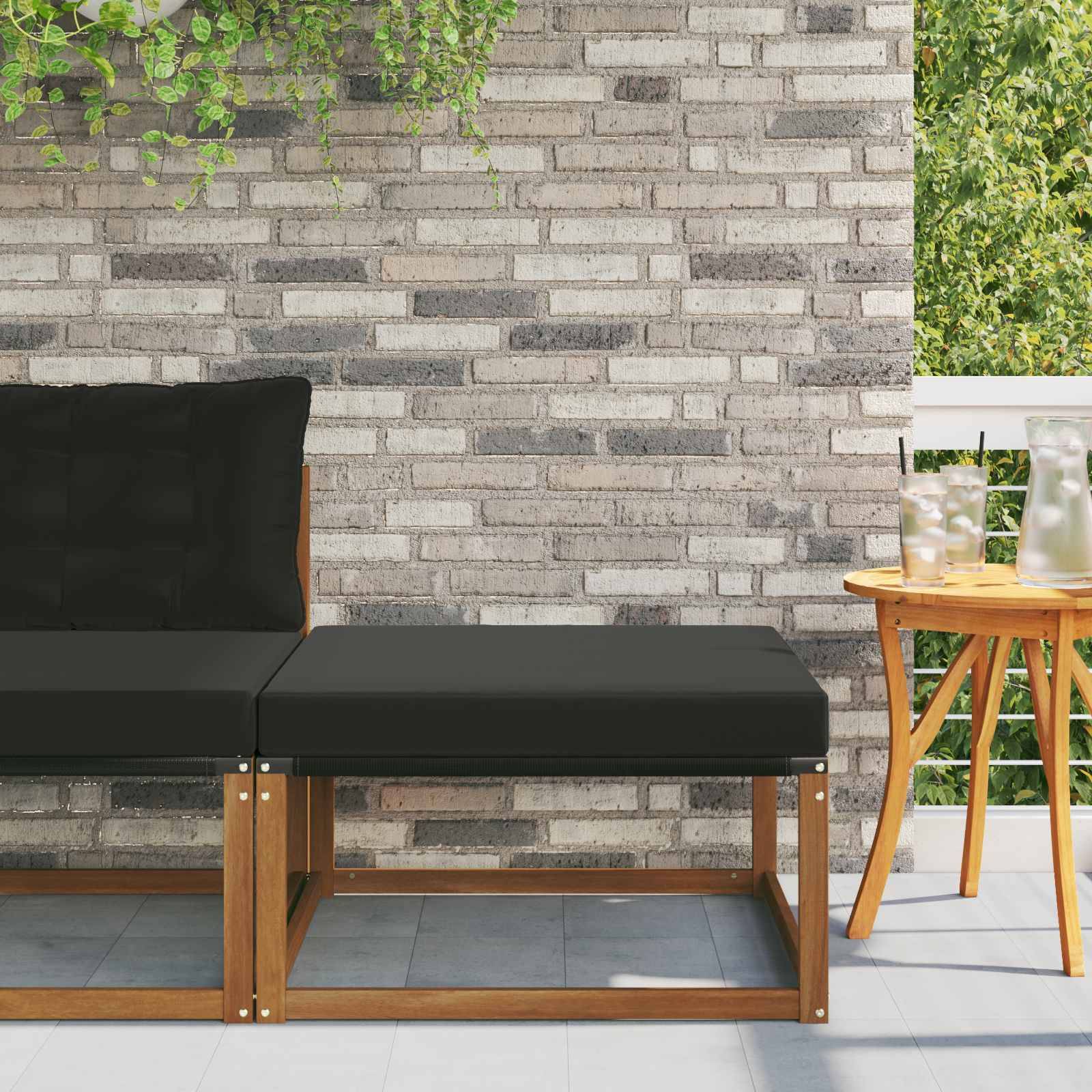 vidaXL Outdoor-Fußhocker Massivholz Akazie Natur