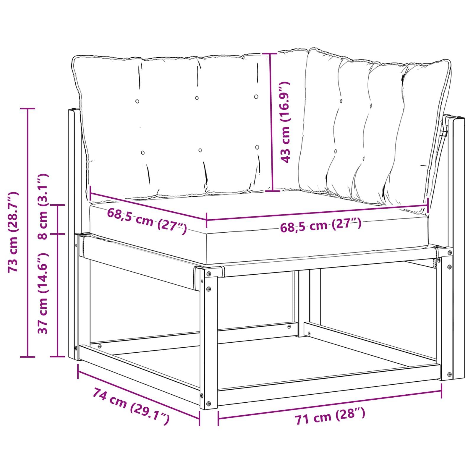 vidaXL Outdoor Ecksofa Massives Akazienholz und Textilene Weiß