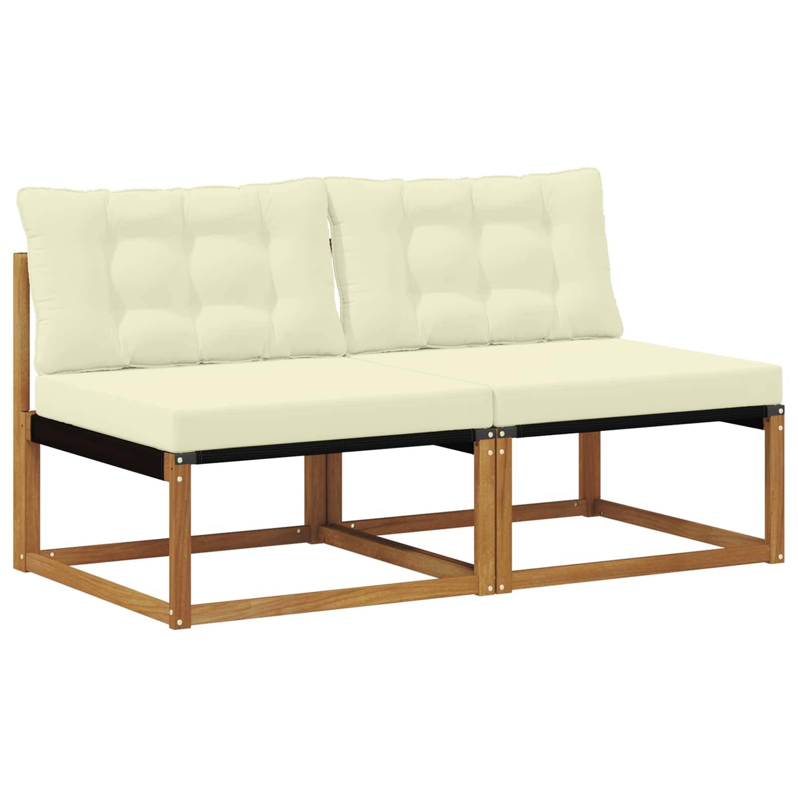 vidaXL 2 Stück Outdoor Mittelsofa Massivholz Akazie Natur
