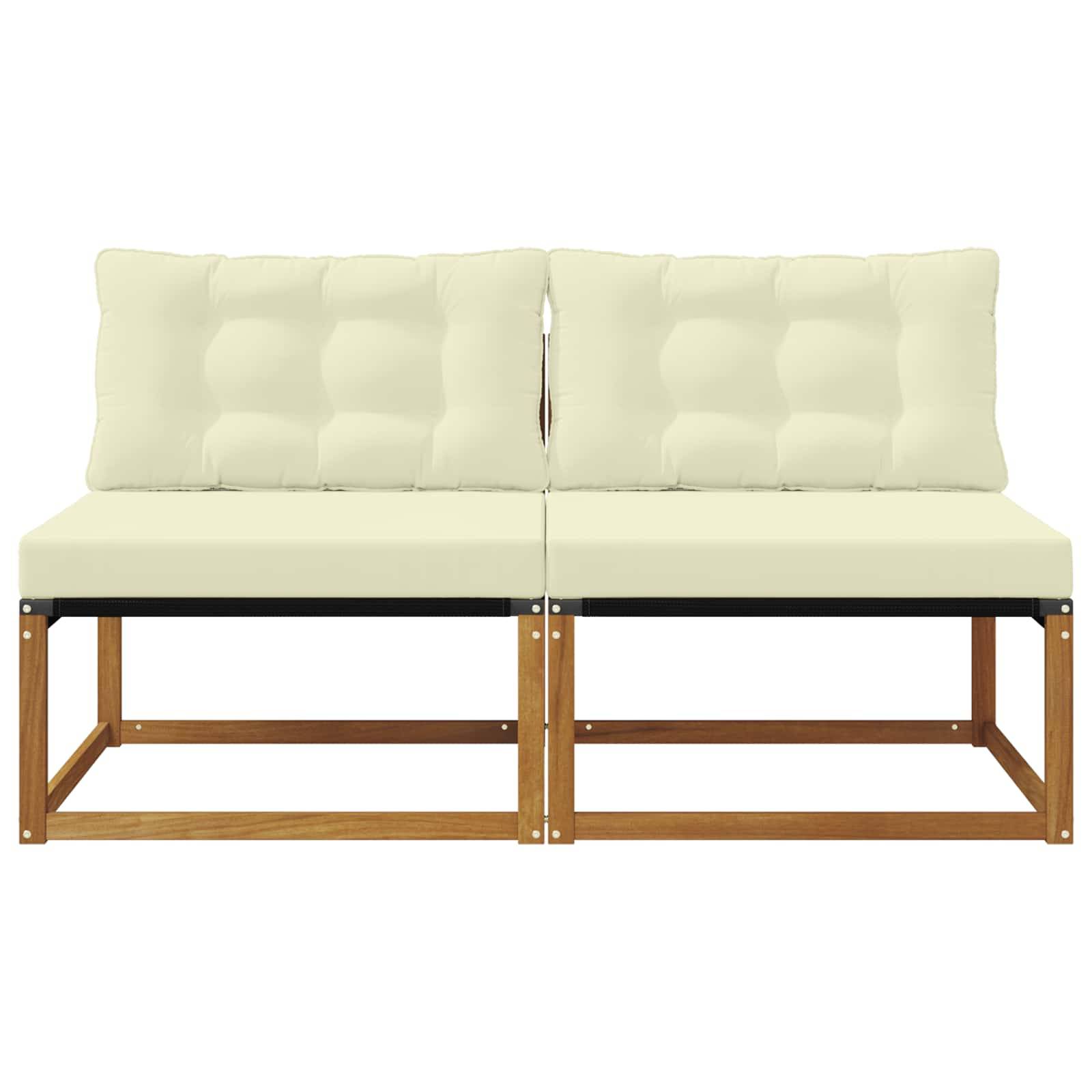 vidaXL 2 Stück Outdoor Mittelsofa Massivholz Akazie Natur