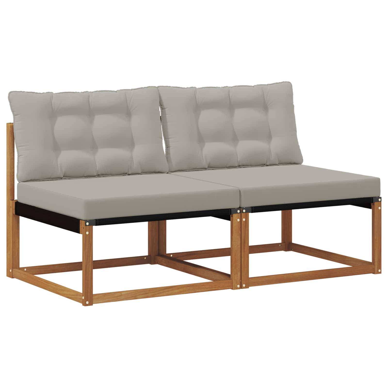 vidaXL 2 Stück Outdoor Mittelsofa Massivholz Akazie Natur