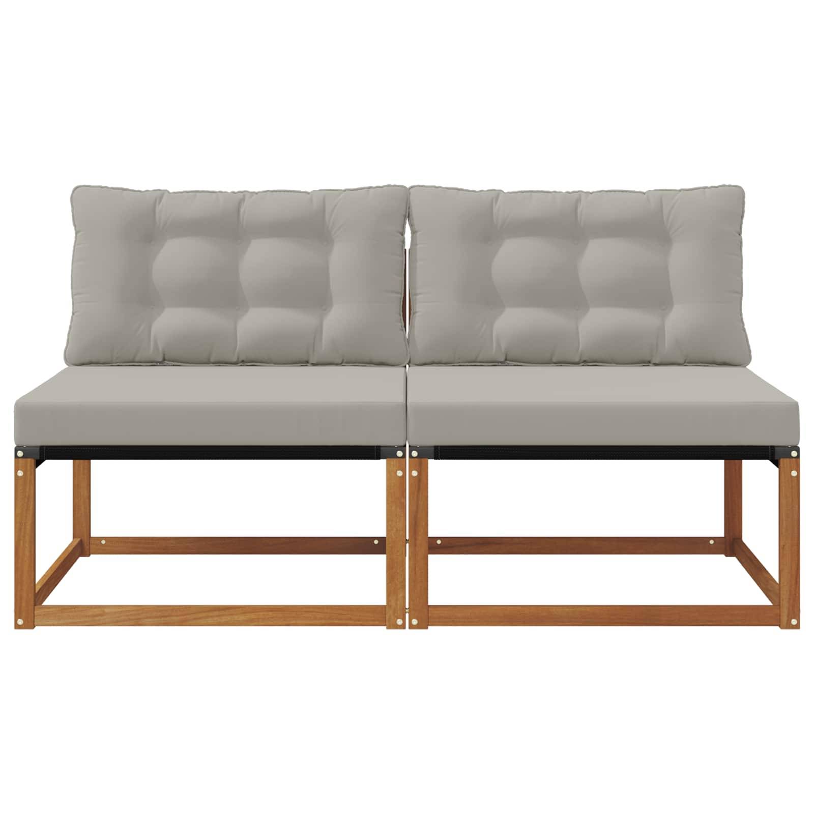 vidaXL 2 Stück Outdoor Mittelsofa Massivholz Akazie Natur