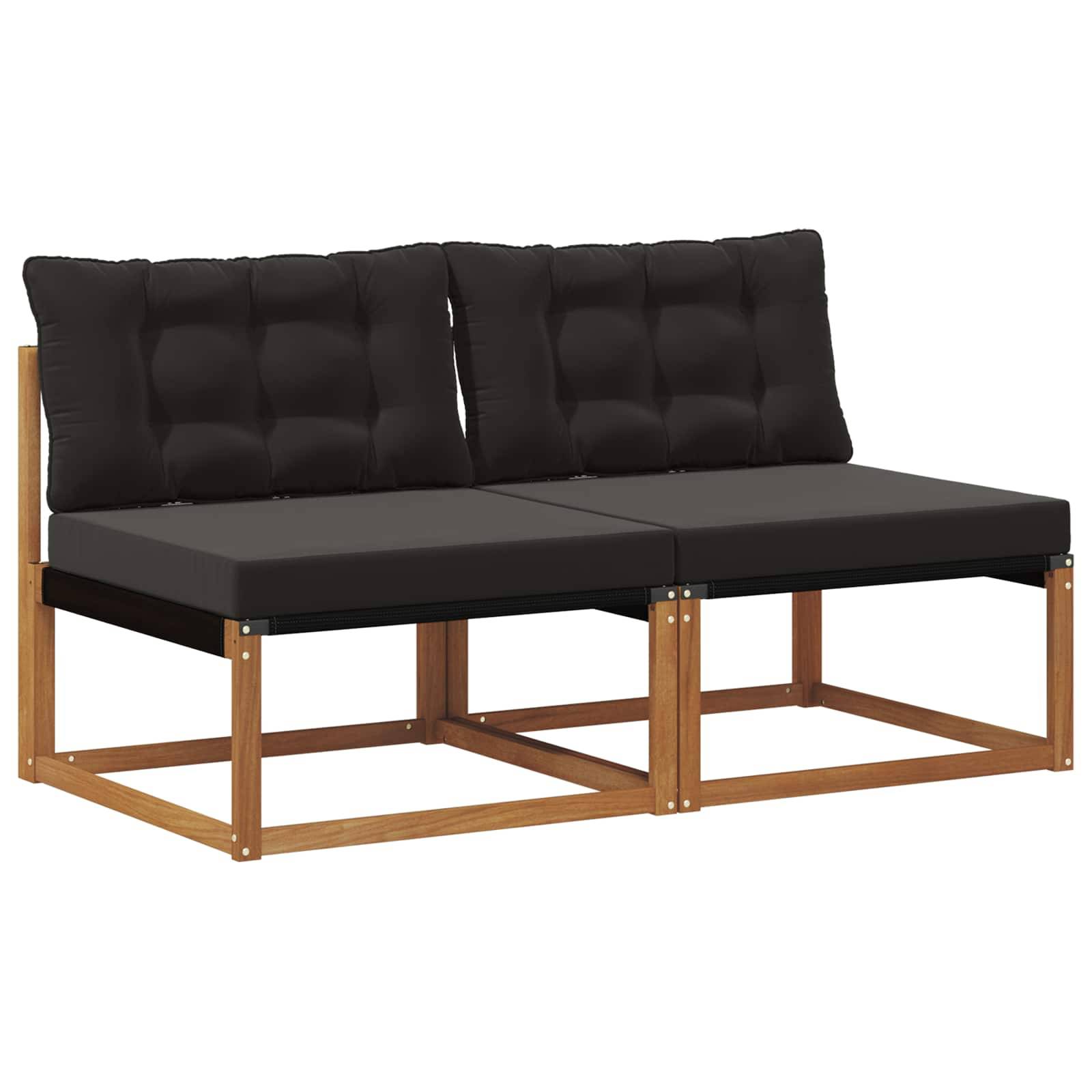vidaXL 2 Stück Outdoor Mittelsofa Massivholz Akazie Natur