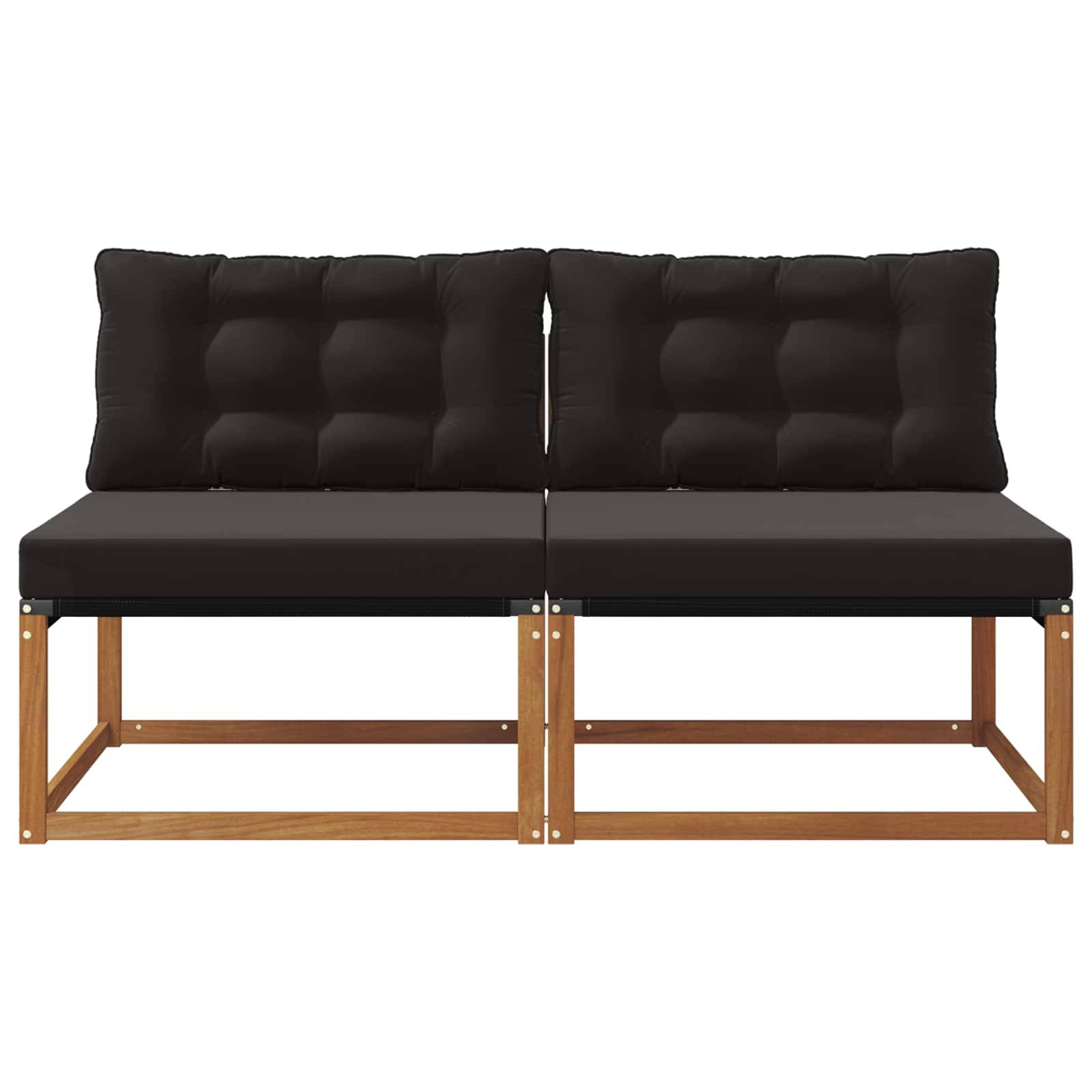 vidaXL 2 Stück Outdoor Mittelsofa Massivholz Akazie Natur