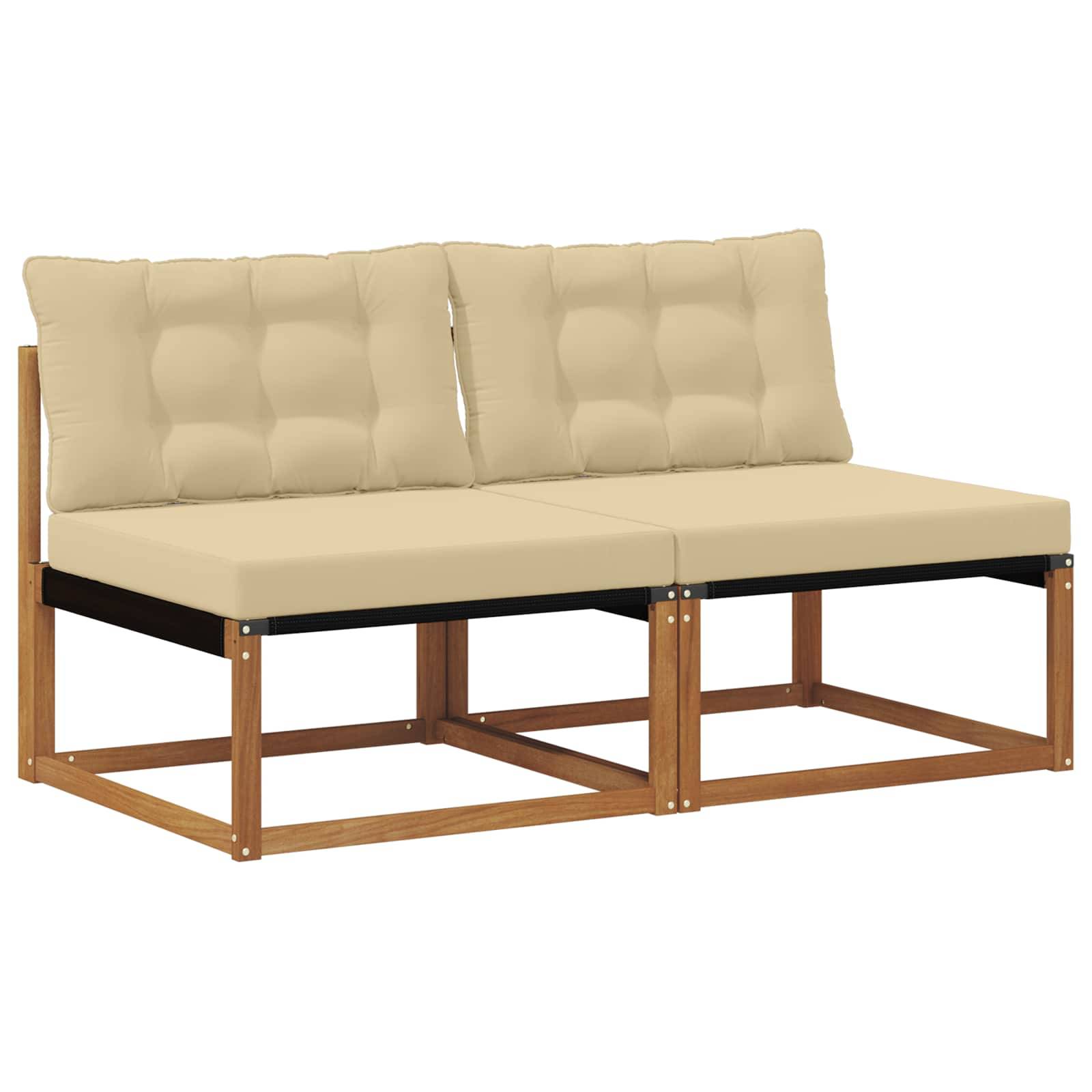 vidaXL 2 Stück Outdoor Mittelsofa Massivholz Akazie Natur