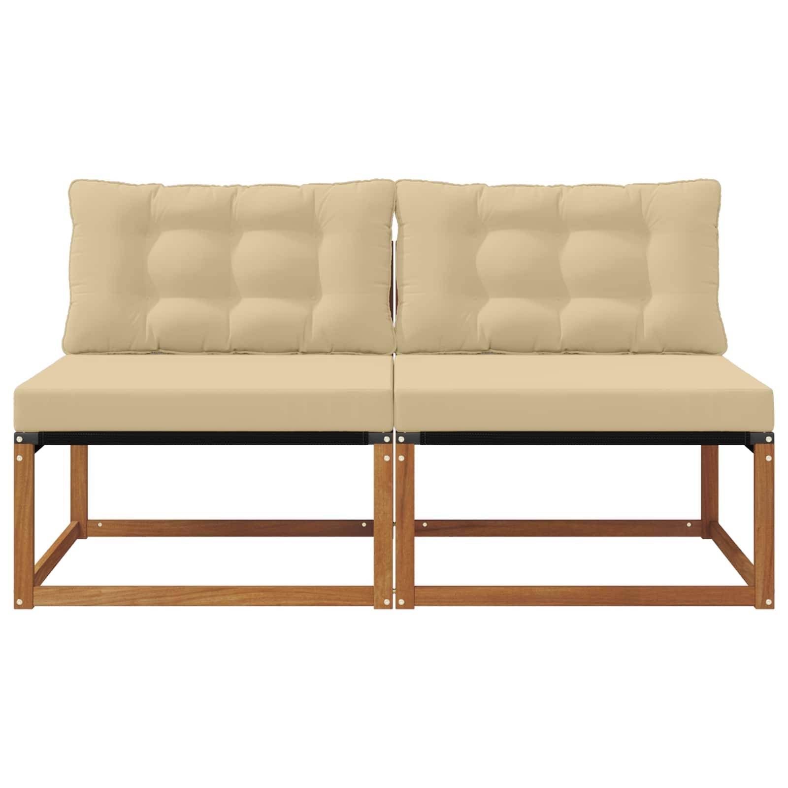 vidaXL 2 Stück Outdoor Mittelsofa Massivholz Akazie Natur