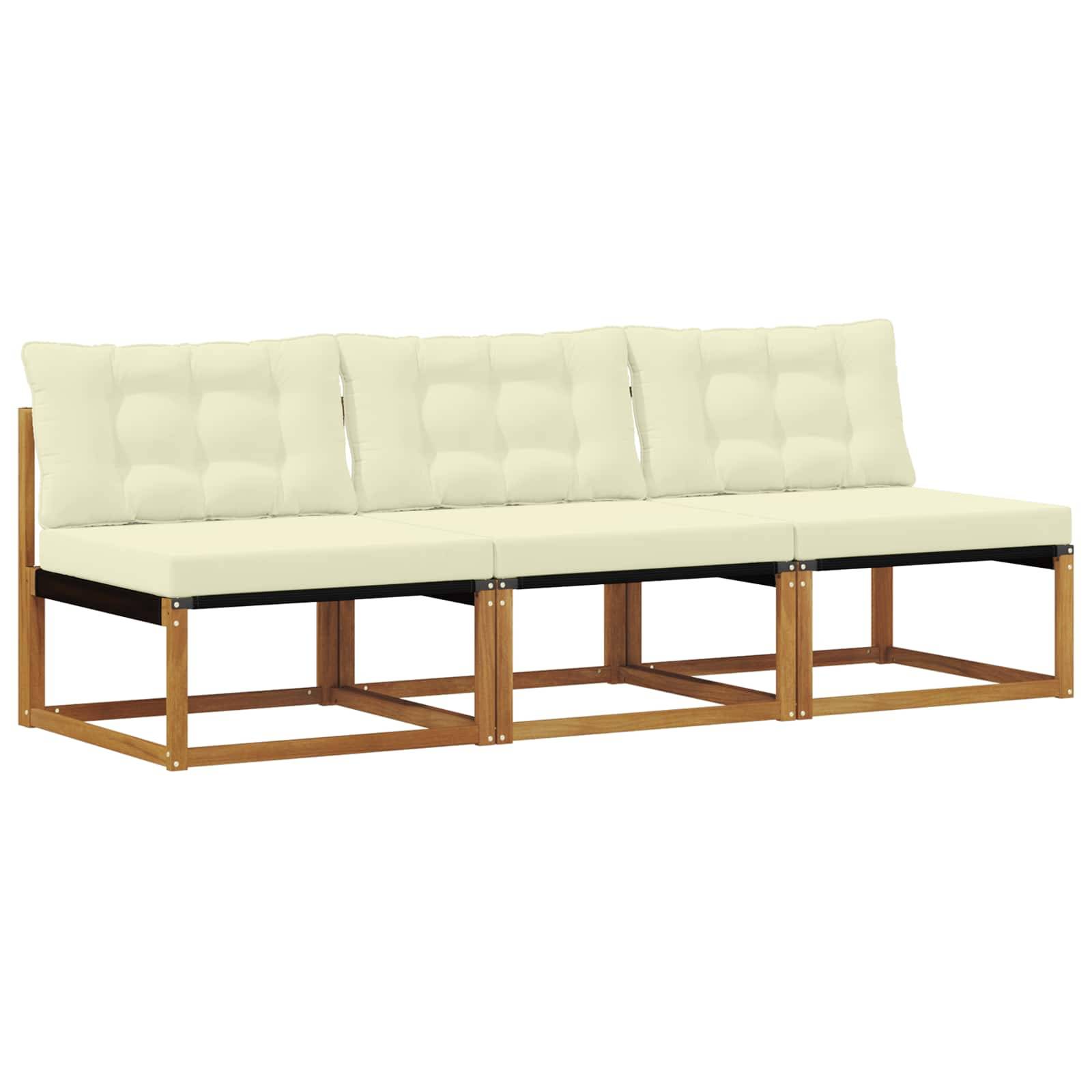 vidaXL 3 Stück Outdoor Mittelsofa Massivholz Akazie Natur