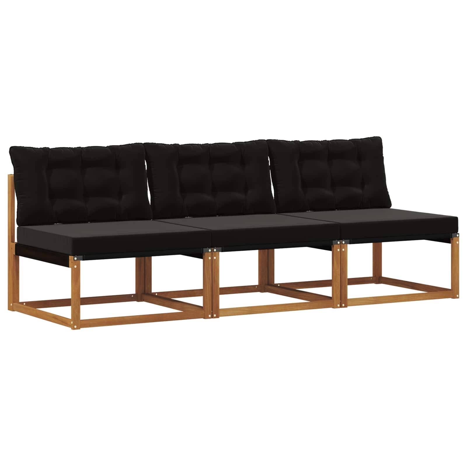 vidaXL 3 Stück Outdoor Mittelsofa Massivholz Akazie Natur