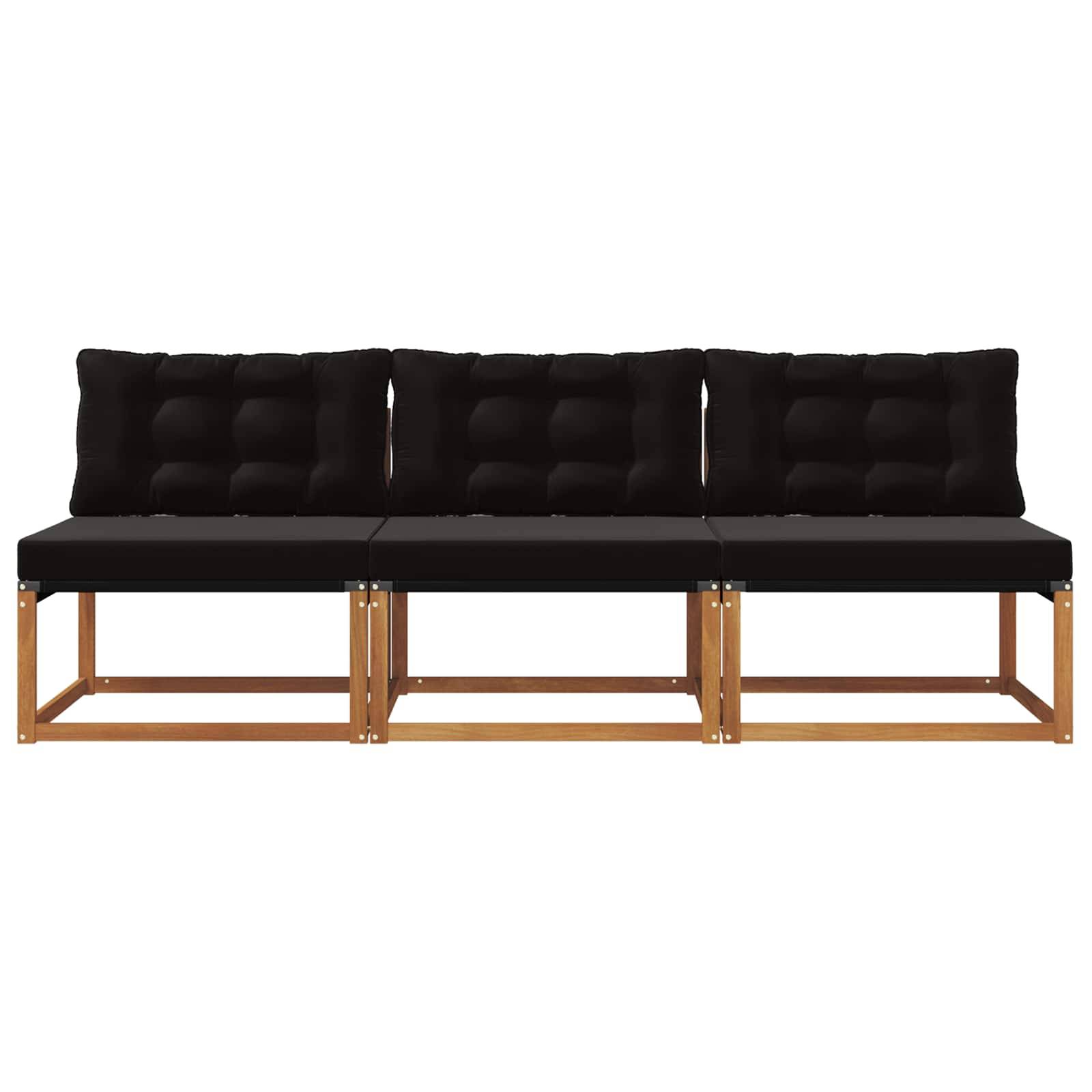 vidaXL 3 Stück Outdoor Mittelsofa Massivholz Akazie Natur