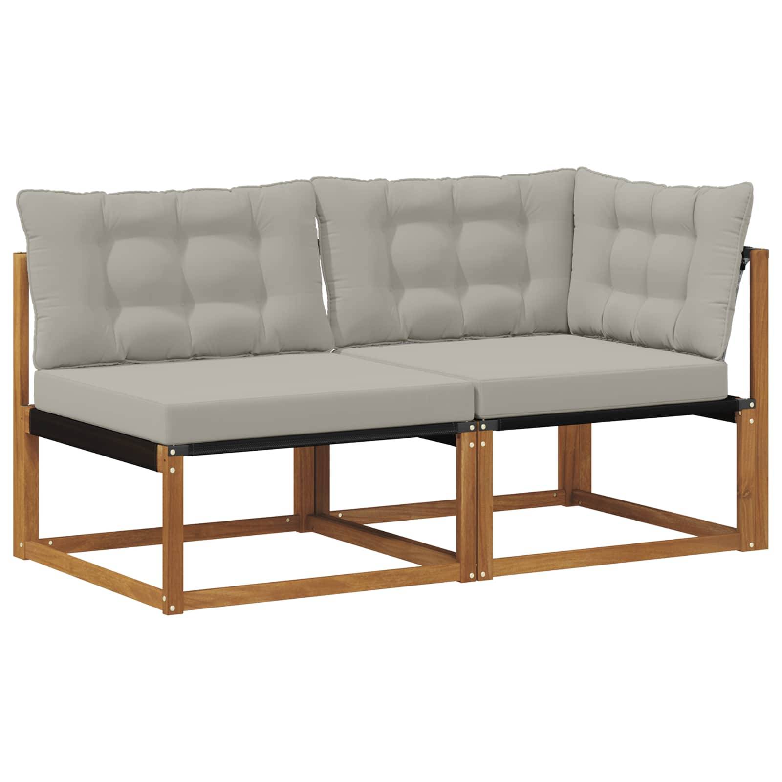 vidaXL Outdoor Mittel- und Ecksofa 2 Stück Natur Massivholz Akazie
