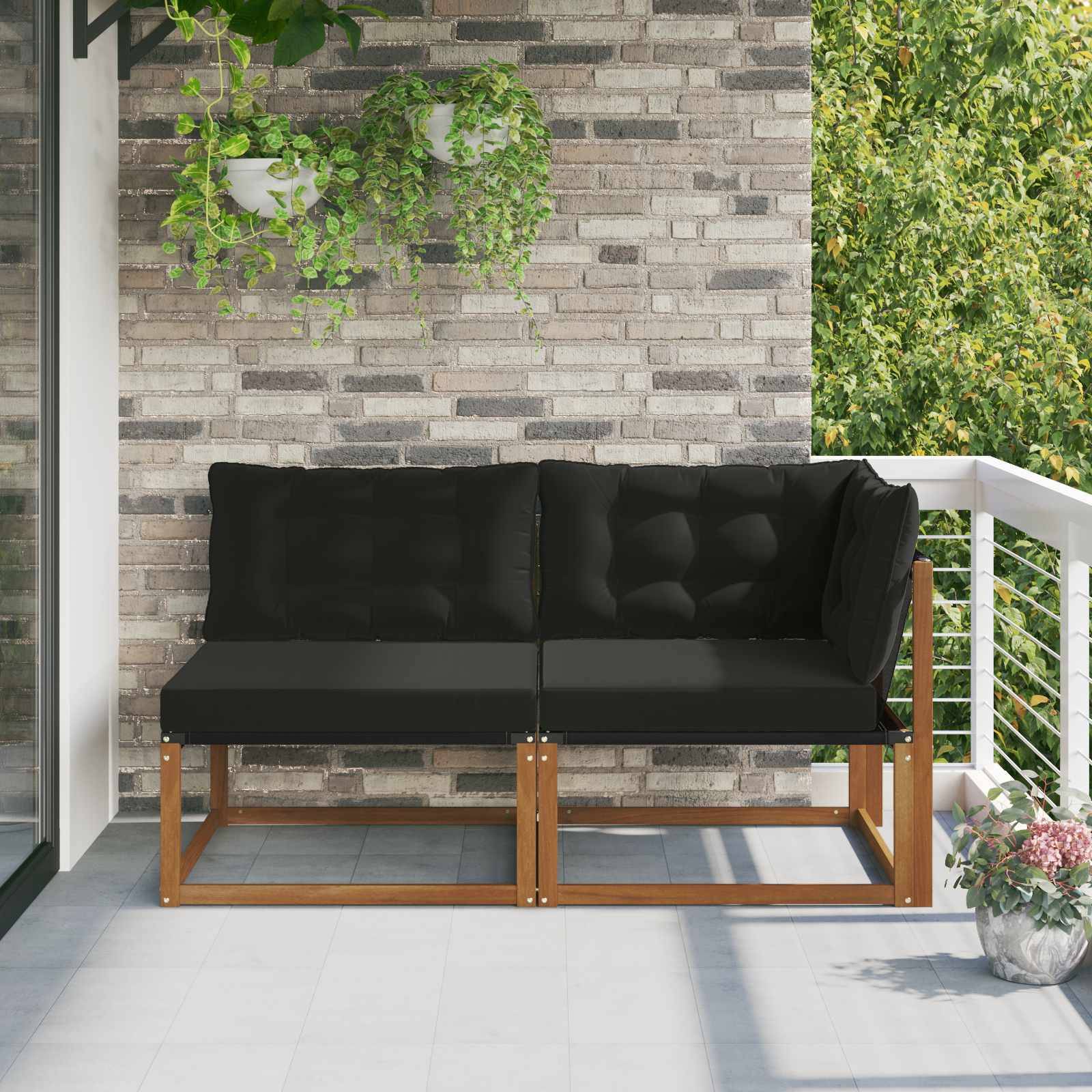 vidaXL Outdoor Mittel- und Ecksofa 7 Stück Natur Massivholz Akazie