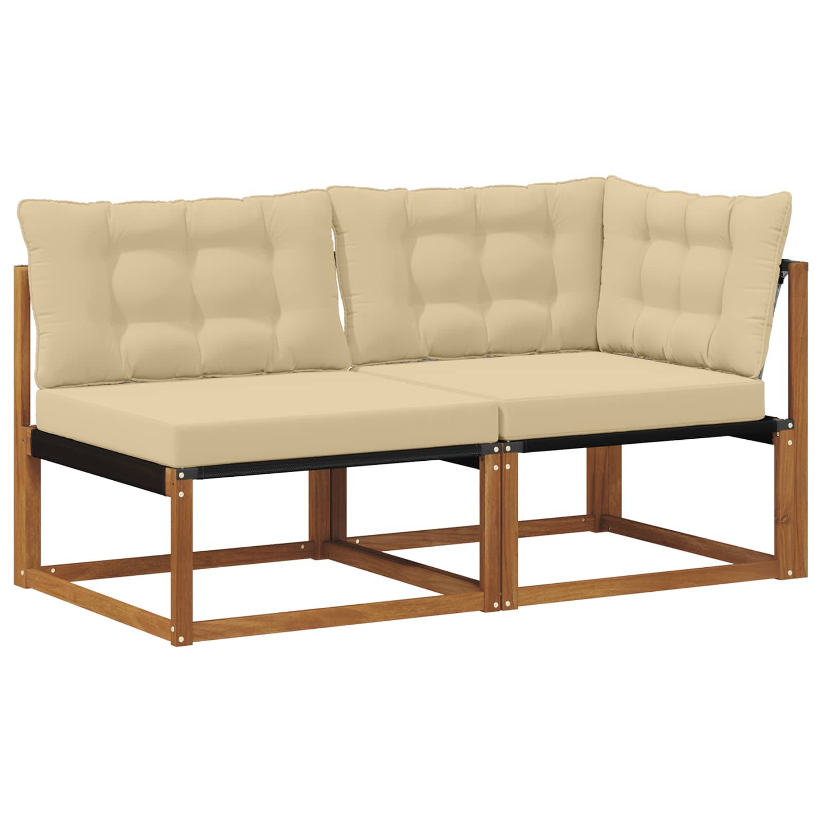 vidaXL Outdoor Mittel- und Ecksofa 7 Stück Natur Massivholz Akazie
