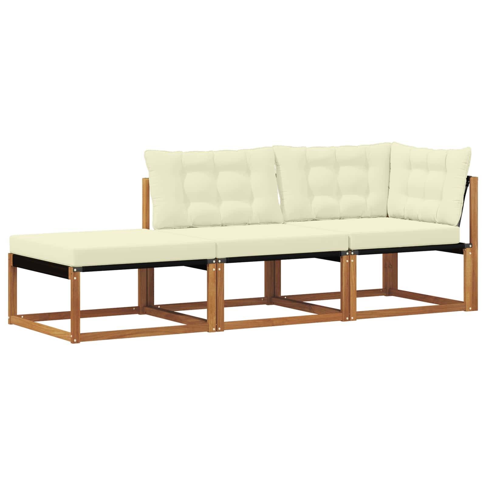 vidaXL Ecksofa-Einheiten für draußen 3 Stück Natur Massivholz Akazie