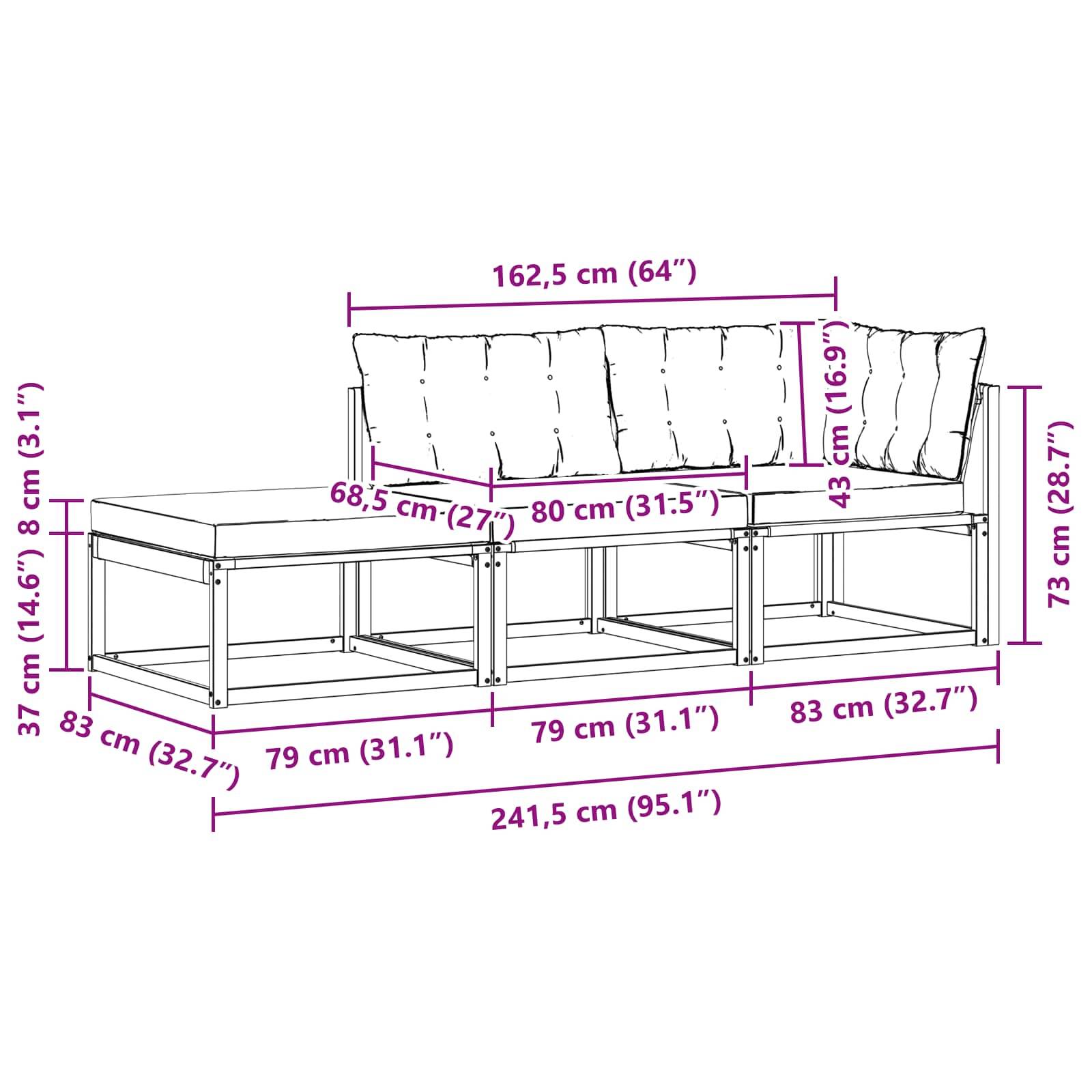 vidaXL Outdoor-Sofagarnitur Weiß und Hellgrau 241,5 x 83 x 73 cm