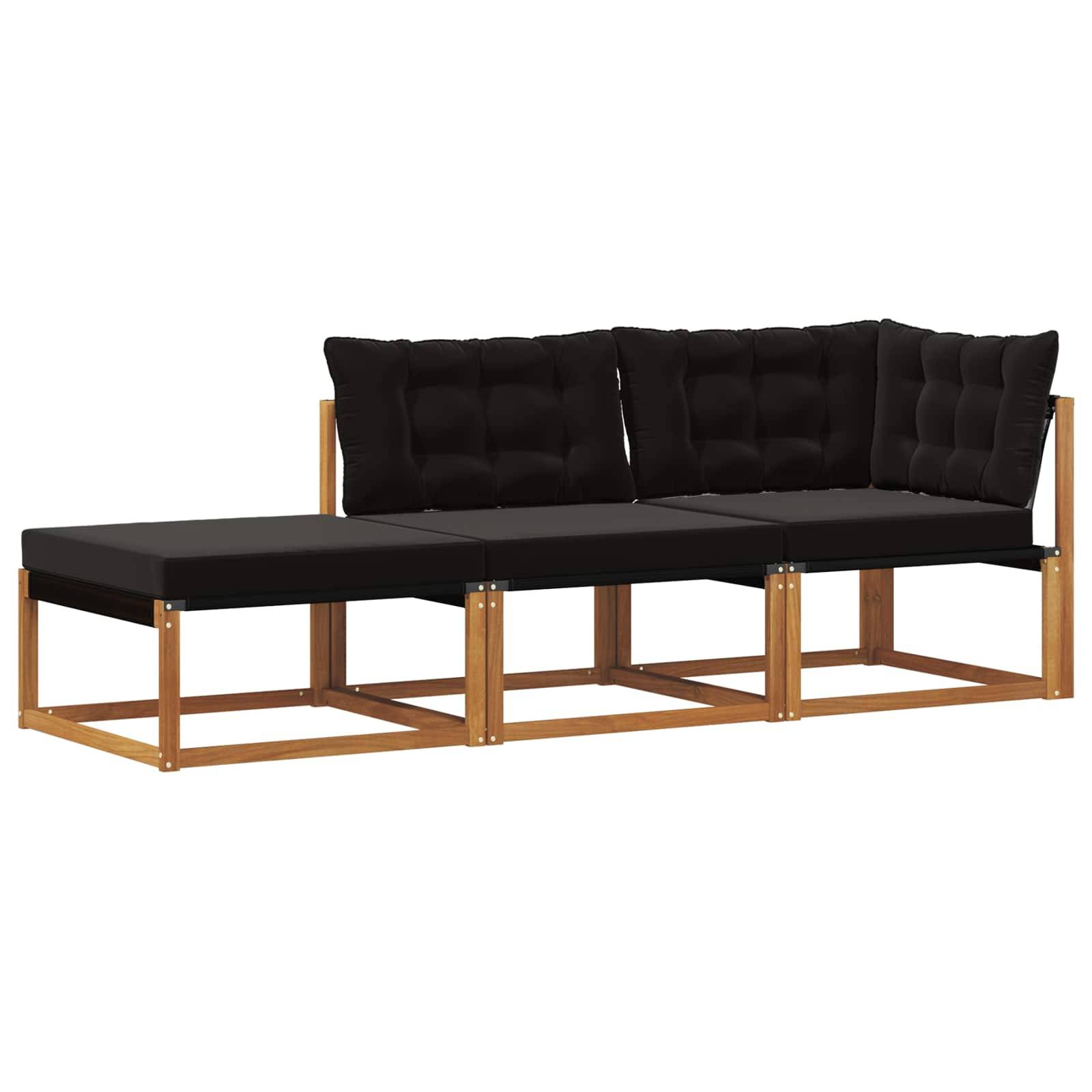 vidaXL Ecksofa-Einheiten für draußen 3 Stück Natur Massivholz Akazie
