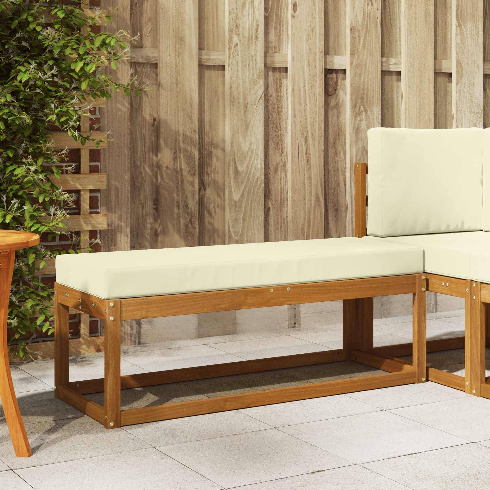 vidaXL Outdoor Hockerbank mit Kissen Natur und Creme 115 x 43 x 45 cm