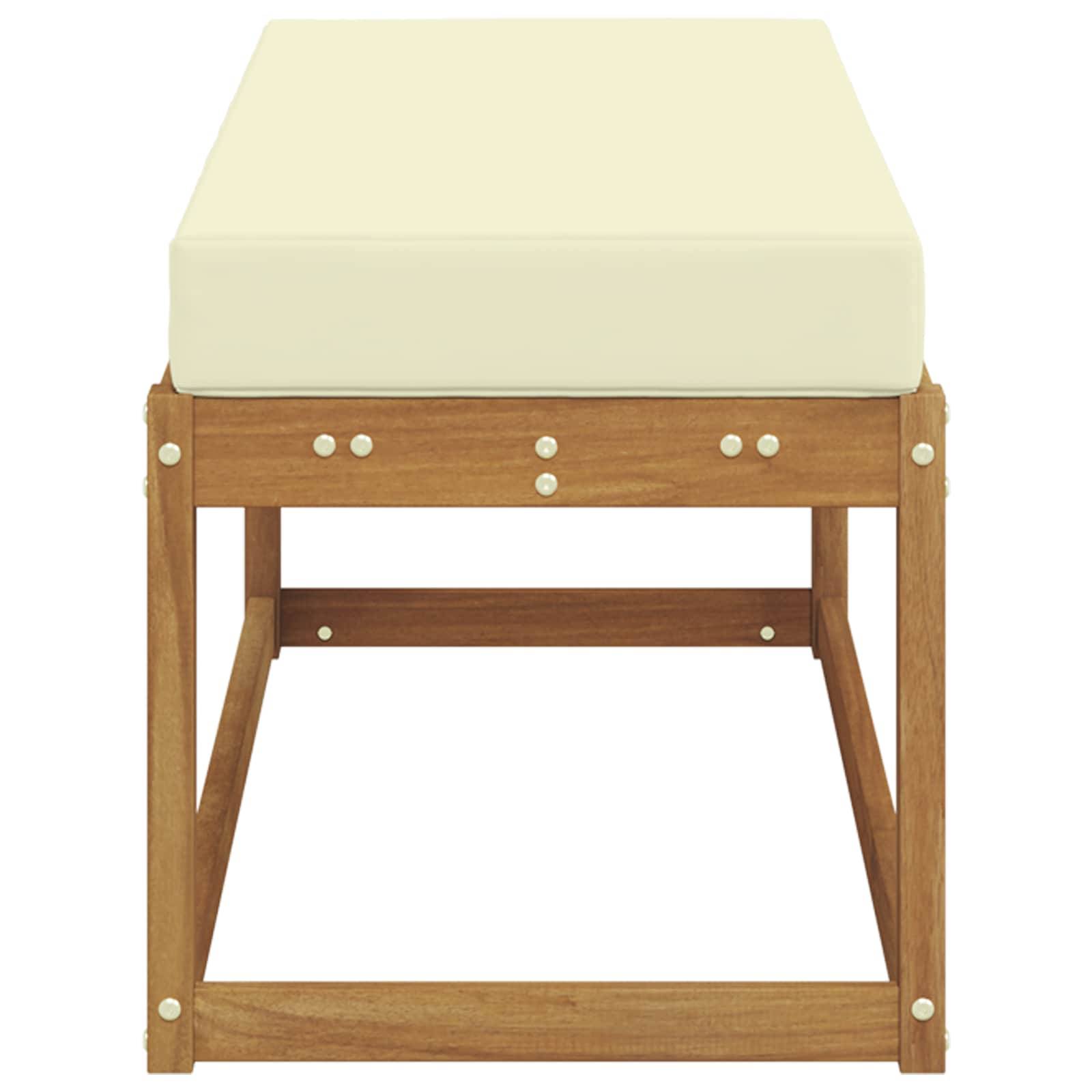 vidaXL Outdoor Hockerbank mit Kissen Natur und Creme 115 x 43 x 45 cm