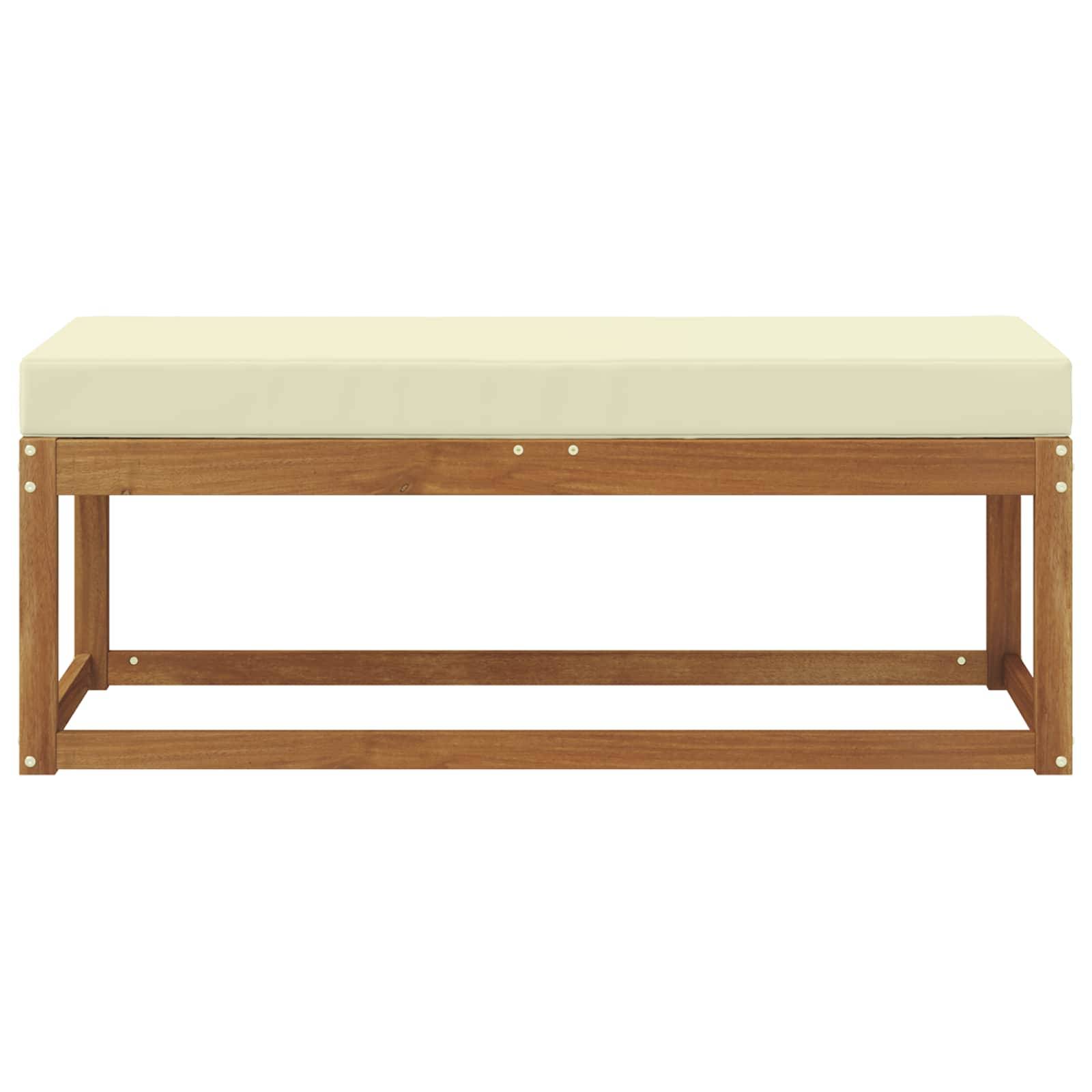 vidaXL Outdoor Hockerbank mit Kissen Natur und Creme 115 x 43 x 45 cm