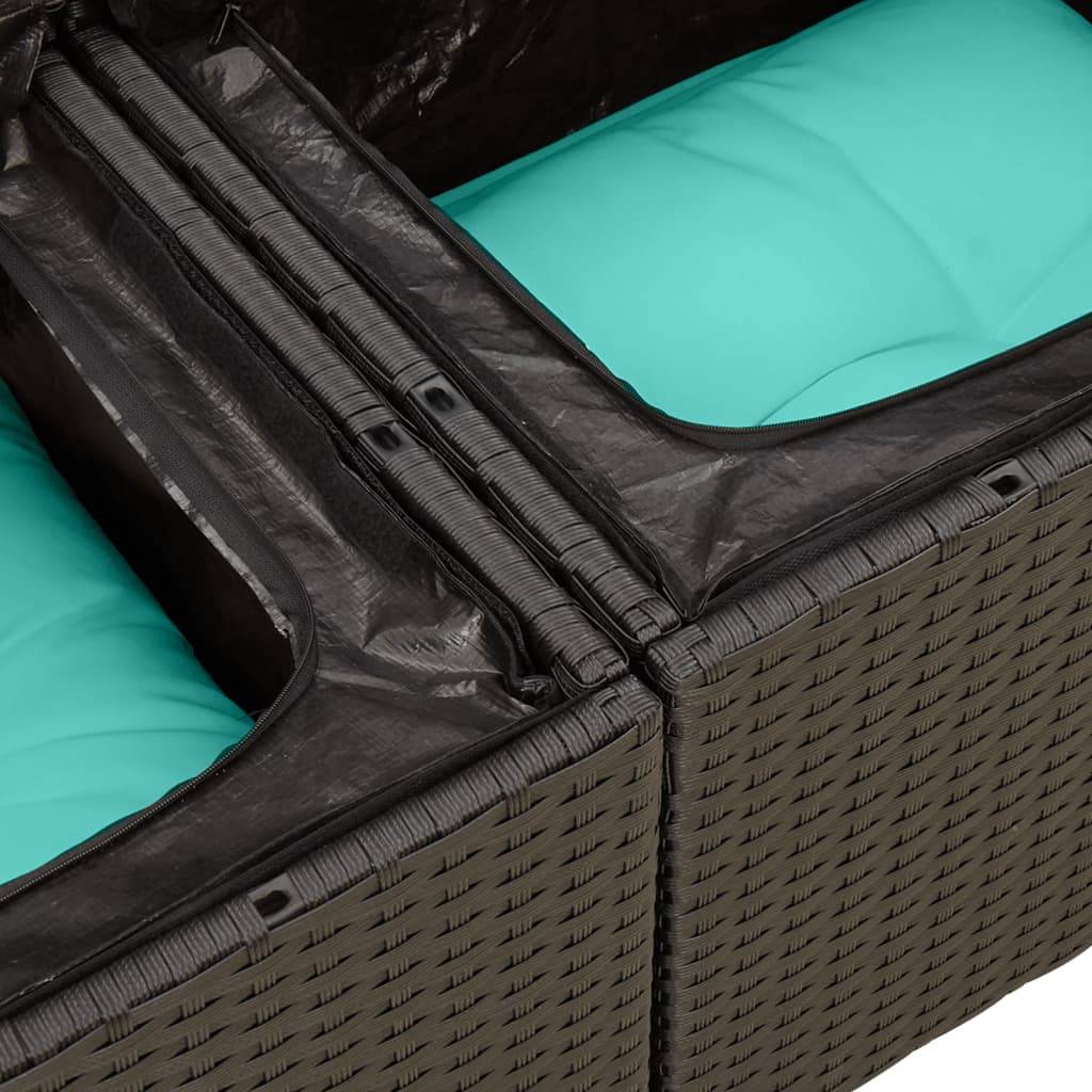 vidaXL 11-tlg. Garten-Sofagarnitur mit Kissen Schwarz Poly Rattan