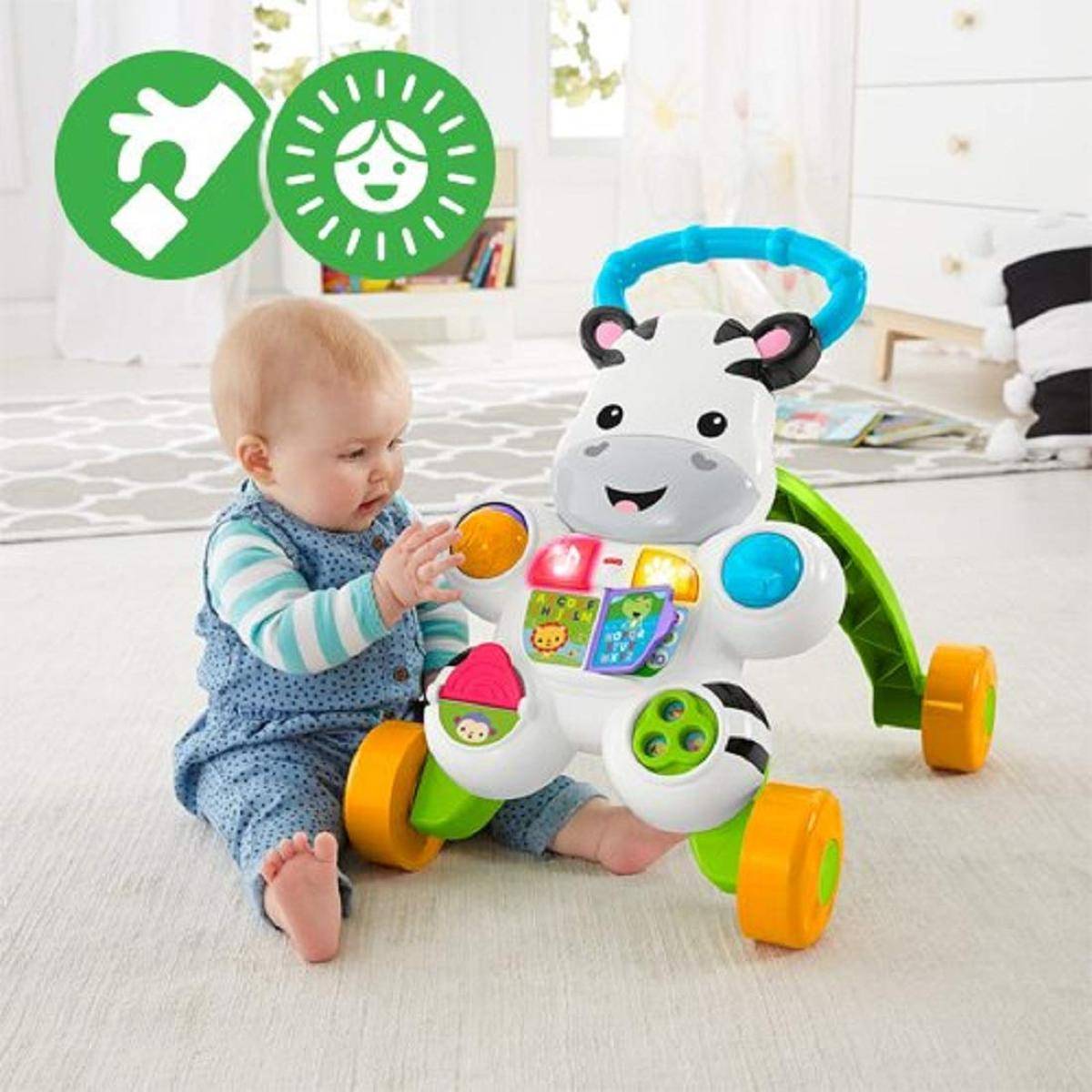 Fisher-Price Lern mit mir Zebra Lauflernwagen Gehspielzeug Englisch ab 6 Monate