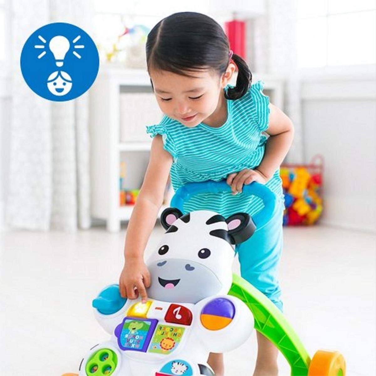 Fisher-Price Lern mit mir Zebra Lauflernwagen Gehspielzeug Englisch ab 6 Monate