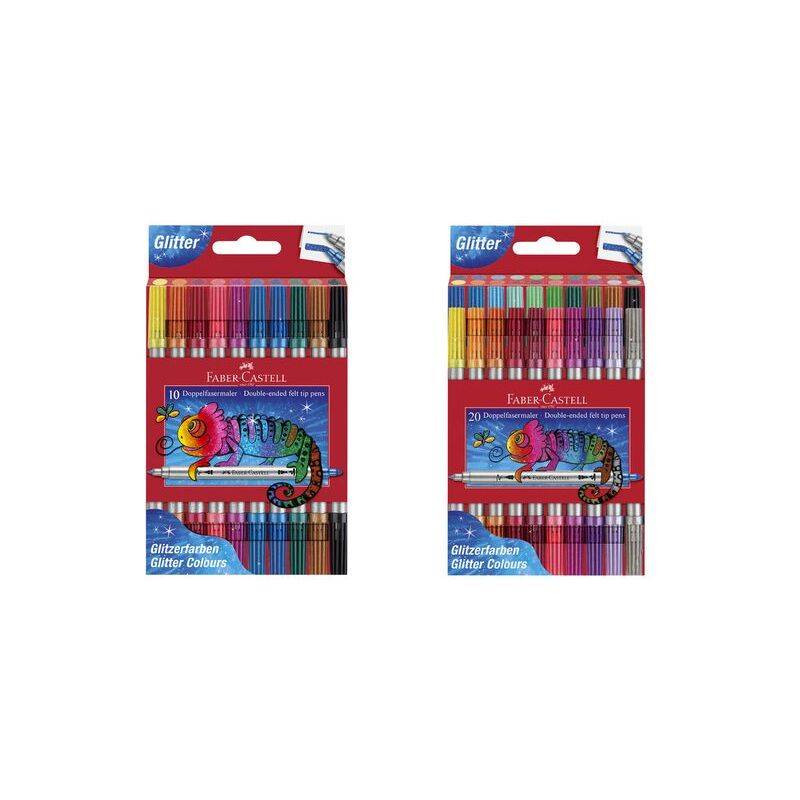 FABER-CASTELL Doppelfasermaler Glitzer, 10er Etui