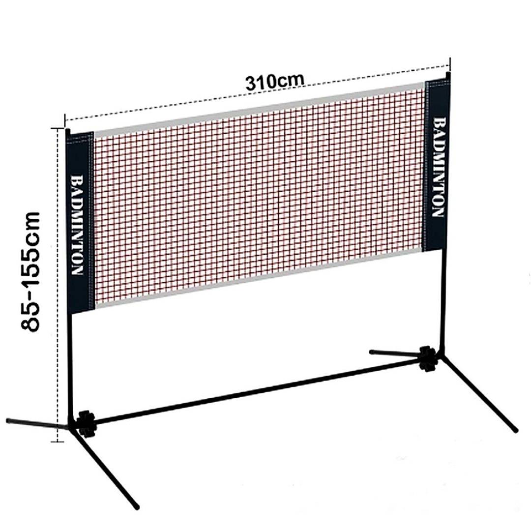 Badmintonnetz 3,1m Volleyballnetz Polypropylen Verzinktes Gestell höhenverstellbar 85-155cm Tragbar mit Transporttasche Indoor & Outdoor