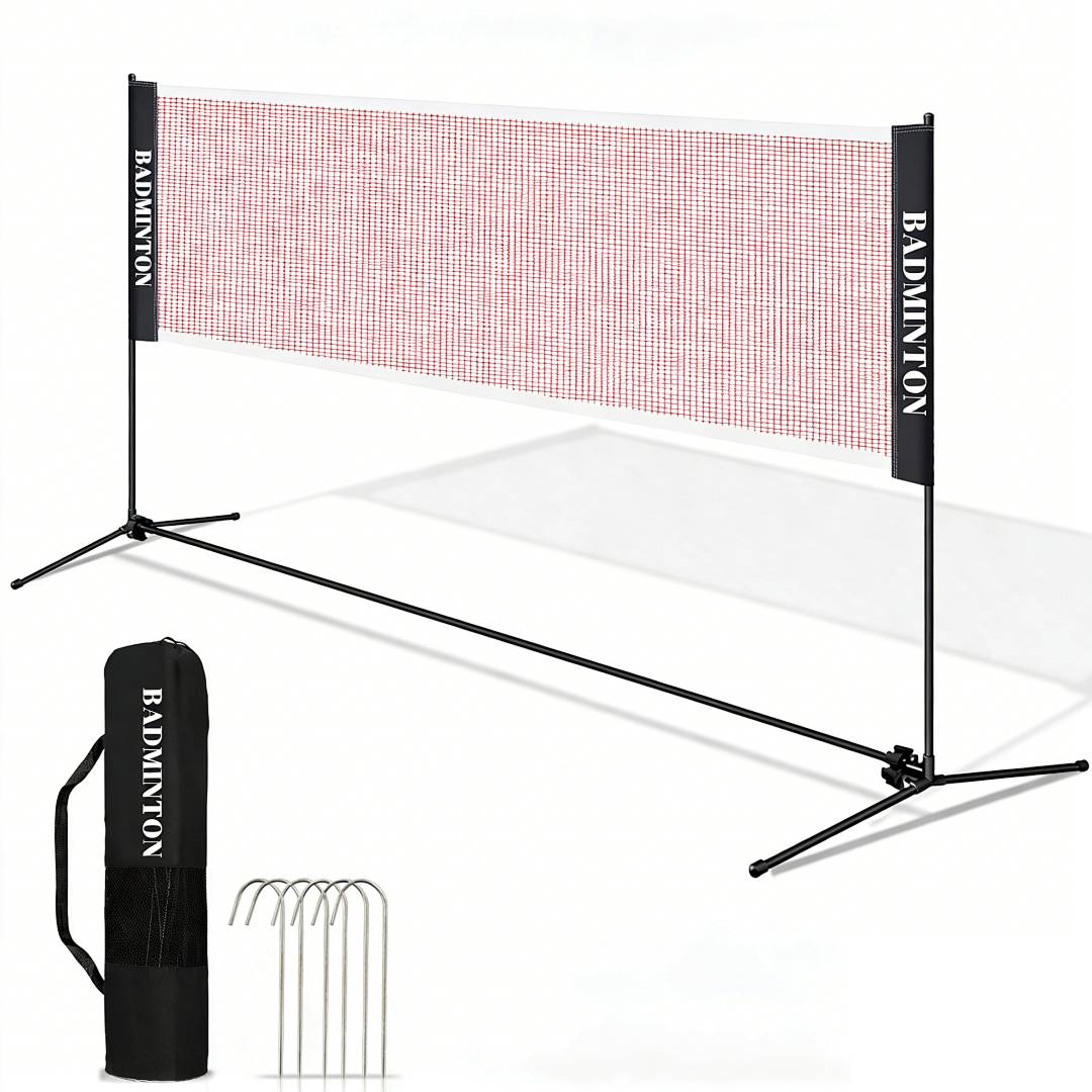 Badmintonnetz 4,1m Volleyballnetz Polypropylen Verzinktes Gestell höhenverstellbar 85-155cm Tragbar mit Transporttasche Indoor & Outdoor