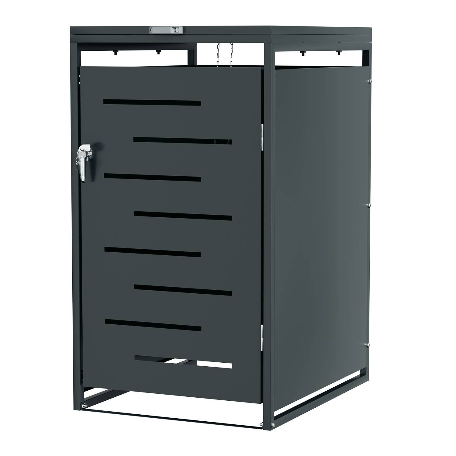 Mülltonnenbox Mülltonnenverkleidung für 120L & 240L Mülltonne, Edelstahl pulverbeschichtet, wetterfest, mit Gasdruckdeckel