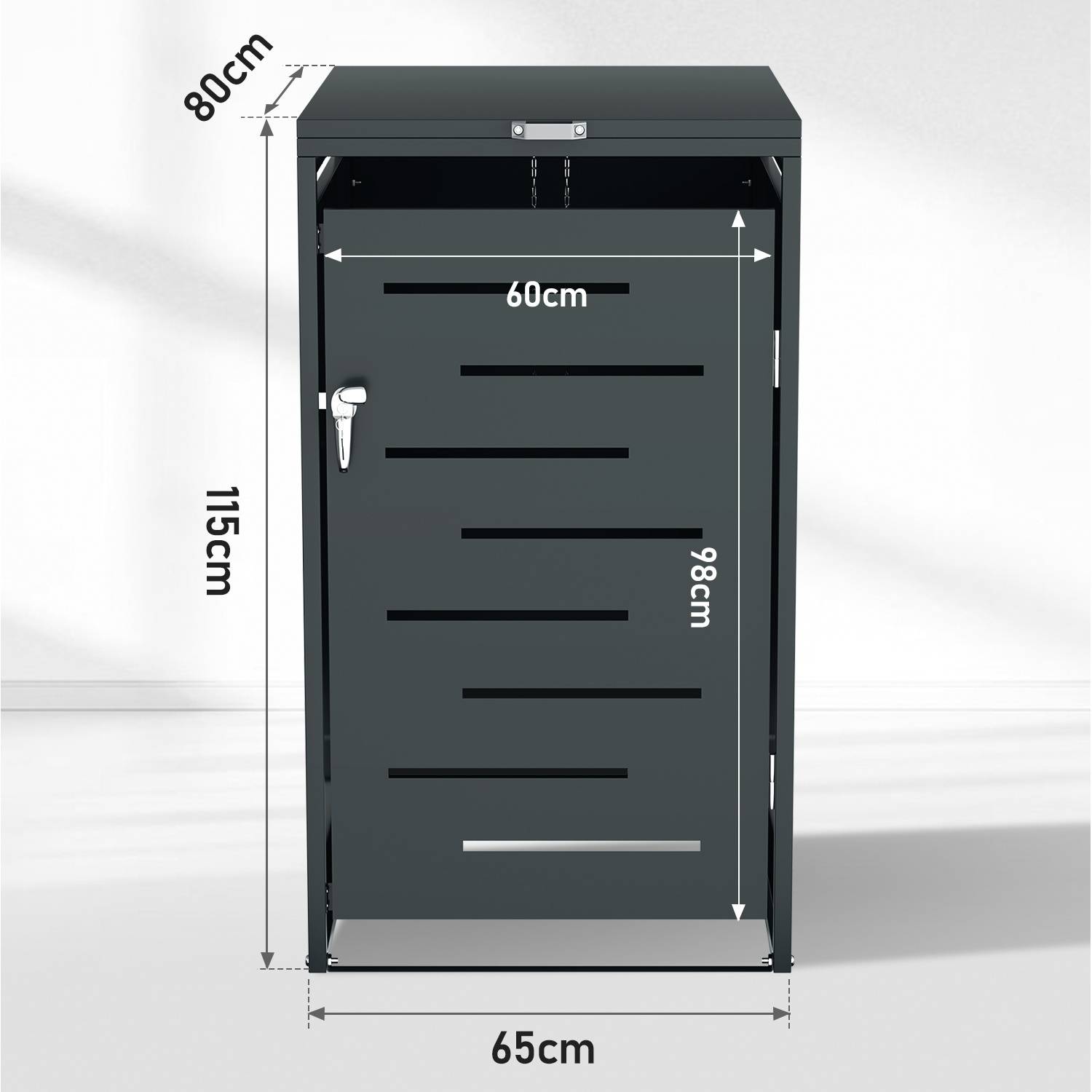 Mülltonnenbox Mülltonnenverkleidung für 120L & 240L Mülltonne, Edelstahl pulverbeschichtet, wetterfest, mit Gasdruckdeckel
