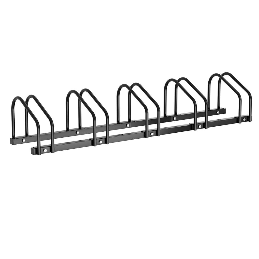 Fahrradständer für 5 Fahrräder schwarz matt - Verzinkter Stahl - Boden- und Wandmontage - Robust