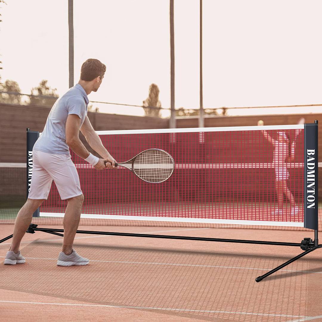 Badmintonnetz 3,1m Volleyballnetz Polypropylen Verzinktes Gestell höhenverstellbar 85-155cm Tragbar mit Transporttasche Indoor & Outdoor
