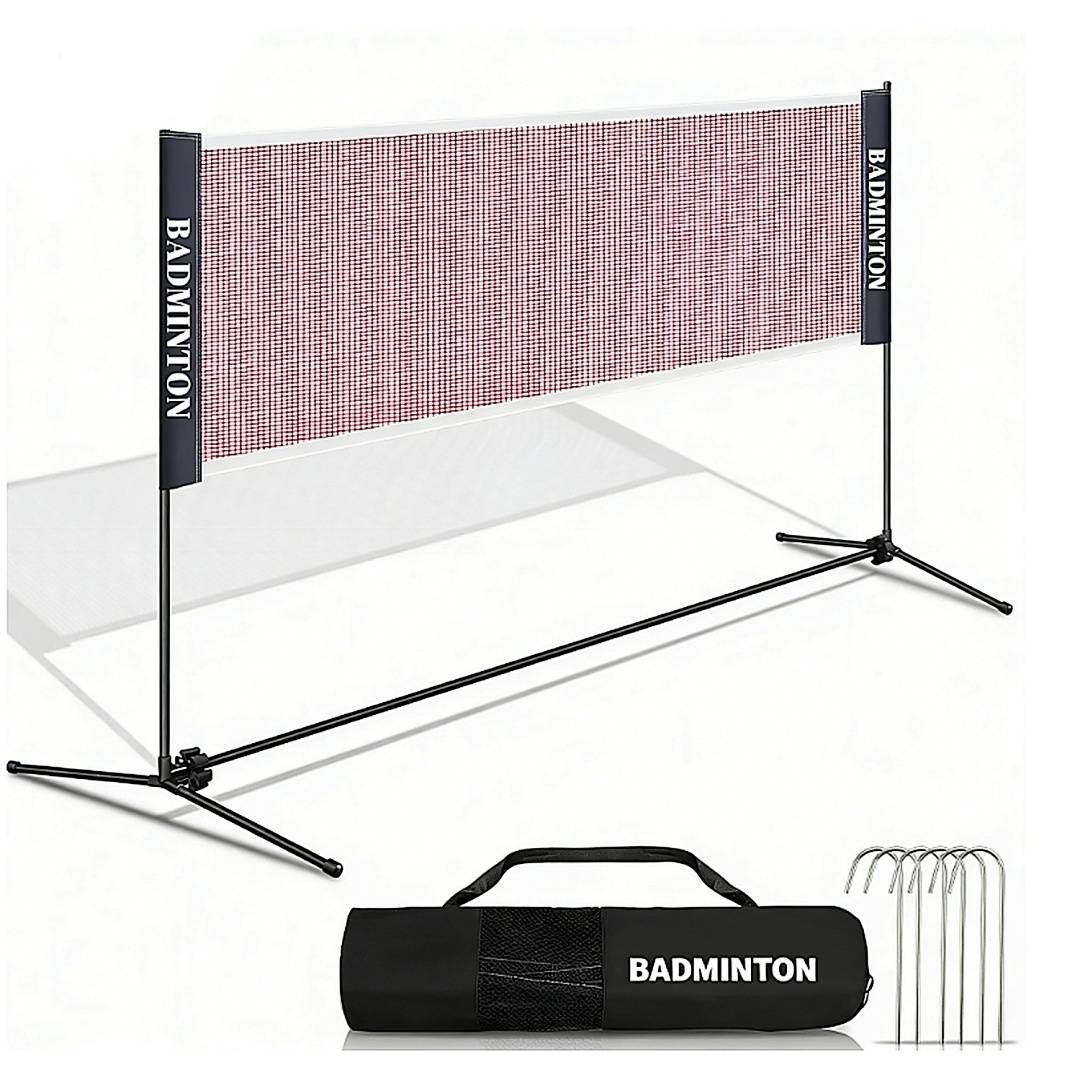 Badmintonnetz 4,1m Volleyballnetz Polypropylen Verzinktes Gestell höhenverstellbar 85-155cm Tragbar mit Transporttasche Indoor & Outdoor