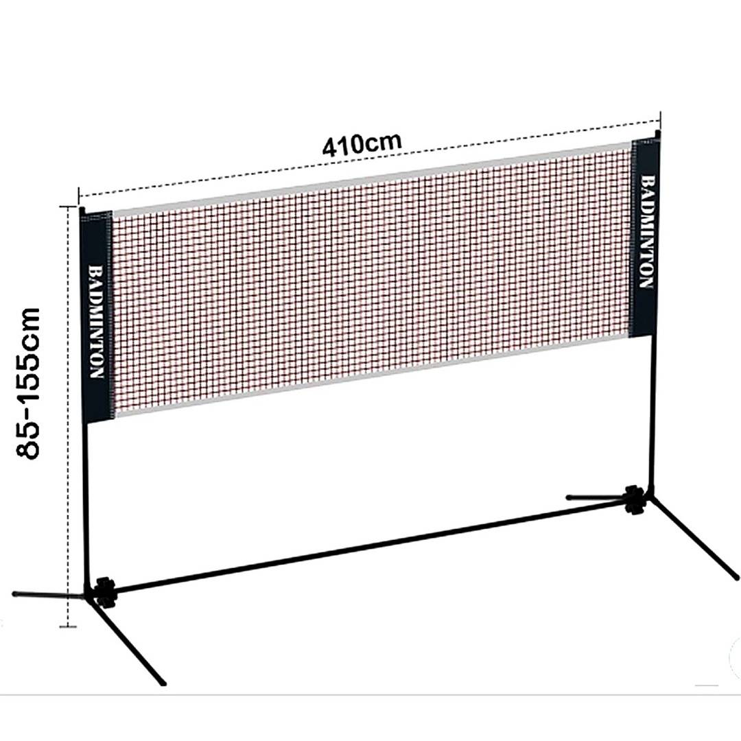 Badmintonnetz 4,1m Volleyballnetz Polypropylen Verzinktes Gestell höhenverstellbar 85-155cm Tragbar mit Transporttasche Indoor & Outdoor
