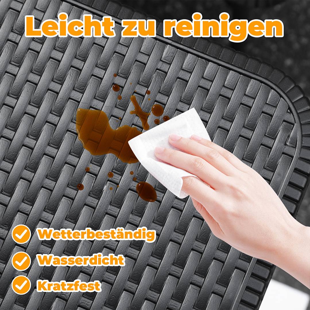 Bierzeltgarnitur 3-tlg., Tisch+2 Bänke, klappbar, Rattan-Look Schwarz – 180 x 74 x 74 cm – Gartenmöbel-Set Festzeltgarnitur Sitzgarnitur