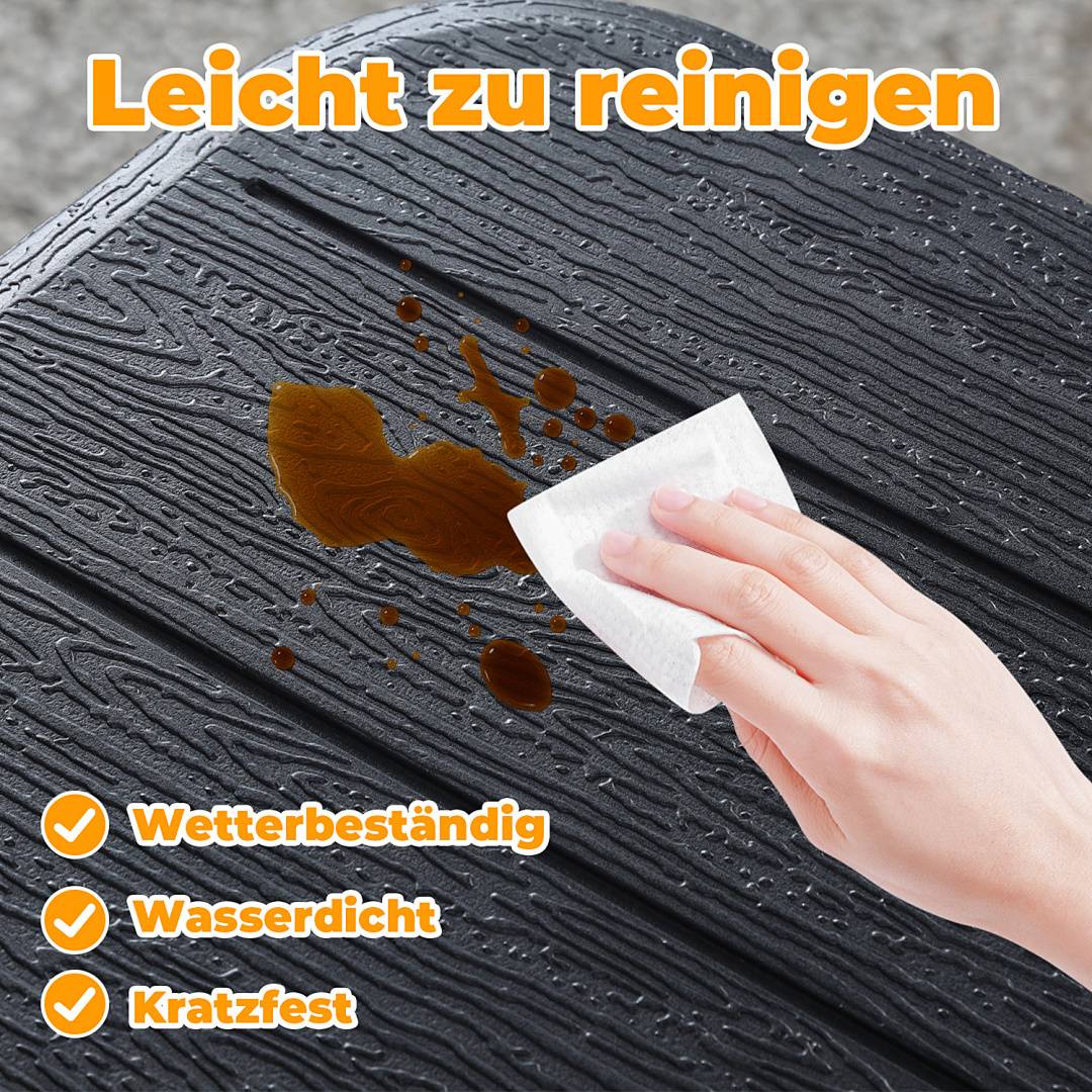 Bierzeltgarnitur 3-tlg., Tisch+2 Bänke, klappbar, Holzoptik-Look Schwarz – 180 x 74 x 74 cm – Gartenmöbel-Set Festzeltgarnitur Sitzgarnitur