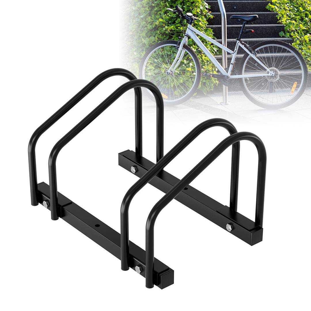 Fahrradständer für 2 Fahrräder schwarz matt - Verzinkter Stahl - Boden- und Wandmontage - Robust