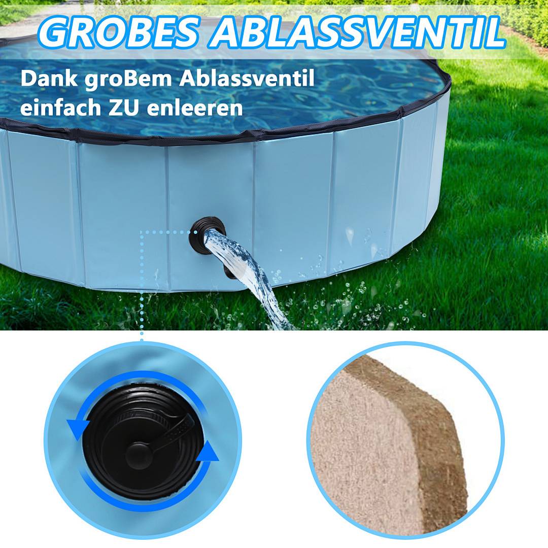 Hundepool faltbar 80x20 cm, Hunde Planschbecken & Badewanne, Swimmingpool für Hunde & Haustiere