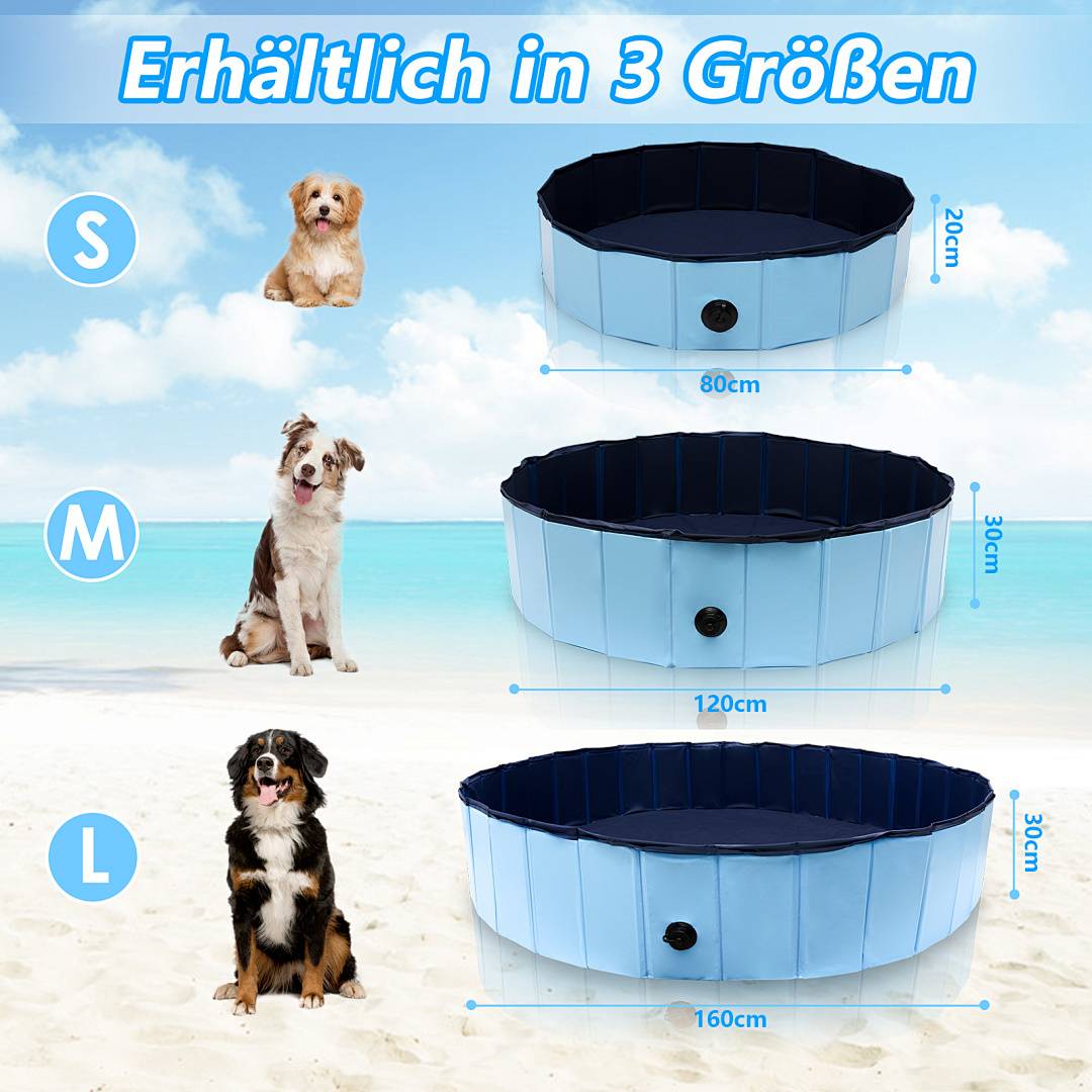 Hundepool faltbar 120x30 cm, Hunde Planschbecken & Badewanne, Swimmingpool für Hunde & Haustiere