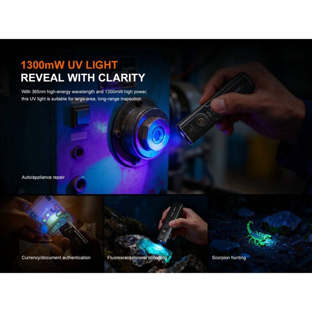 Fenix E06R Pro Taschenlampe mit UV-, Weiß- | Laserlicht 1600 Lumen - Orange