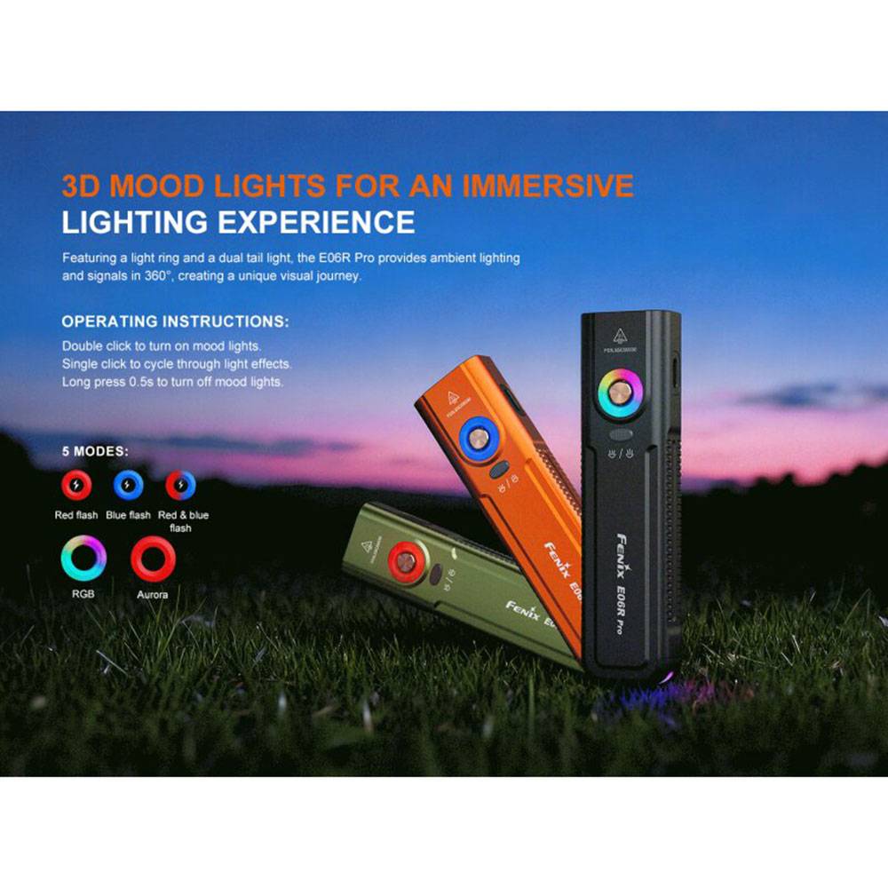 Fenix E06R Pro Taschenlampe mit UV-, Weiß- | Laserlicht 1600 Lumen - Orange