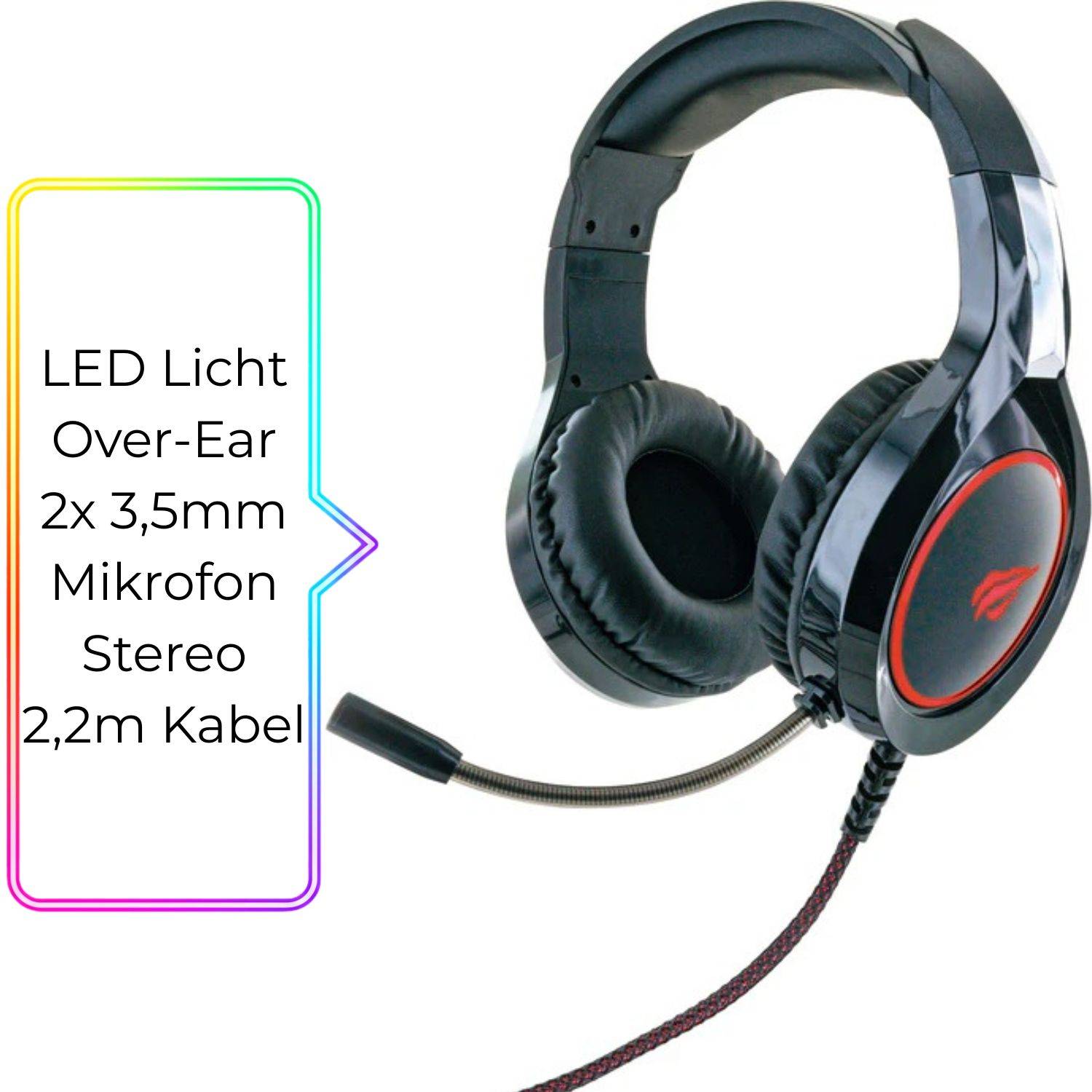 Gaming Headset Stereo 2x 3,5mm Beleuchtet
