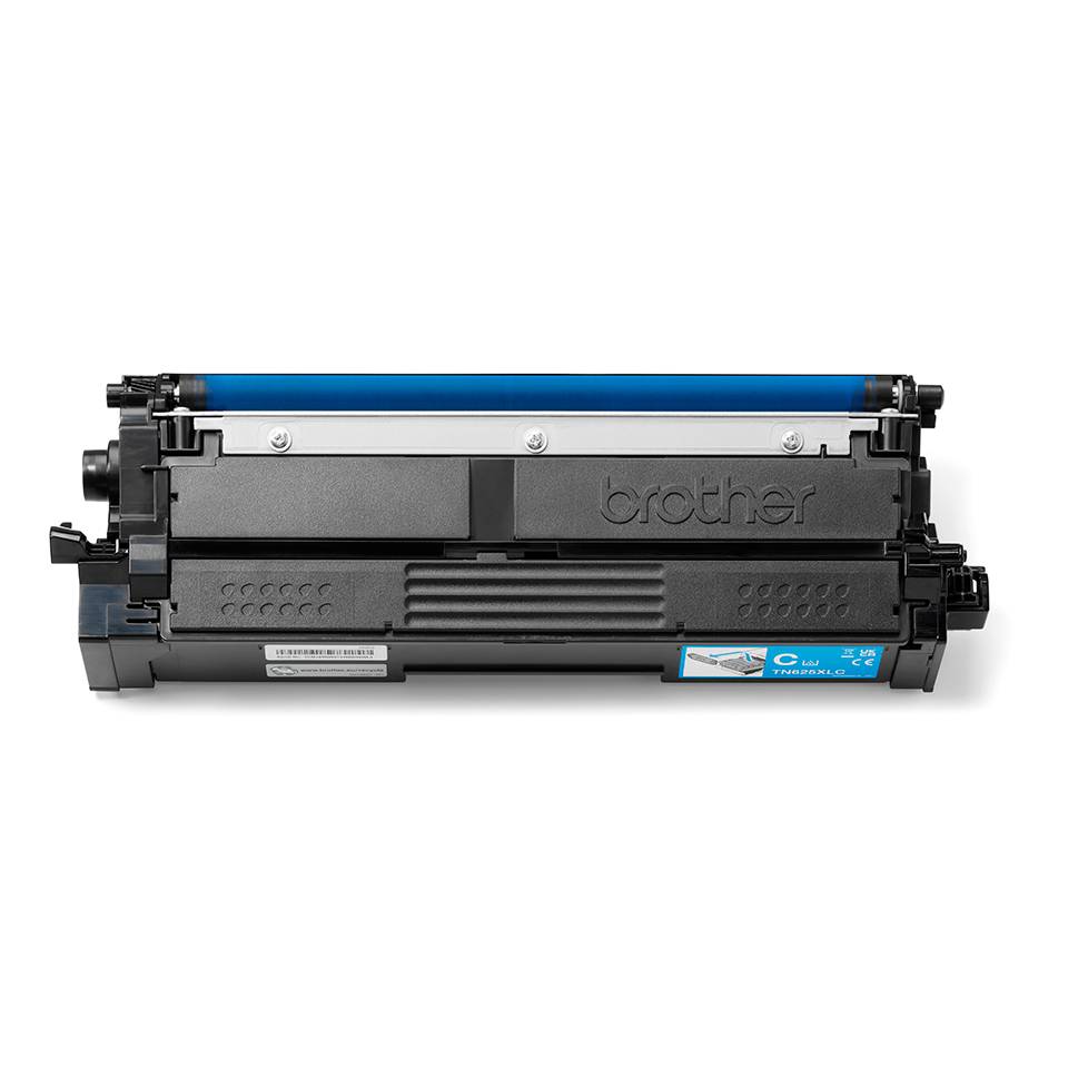 Brother-Druckertonerkassette mit blauem Schutzstreifen auf weißem Hintergrund.