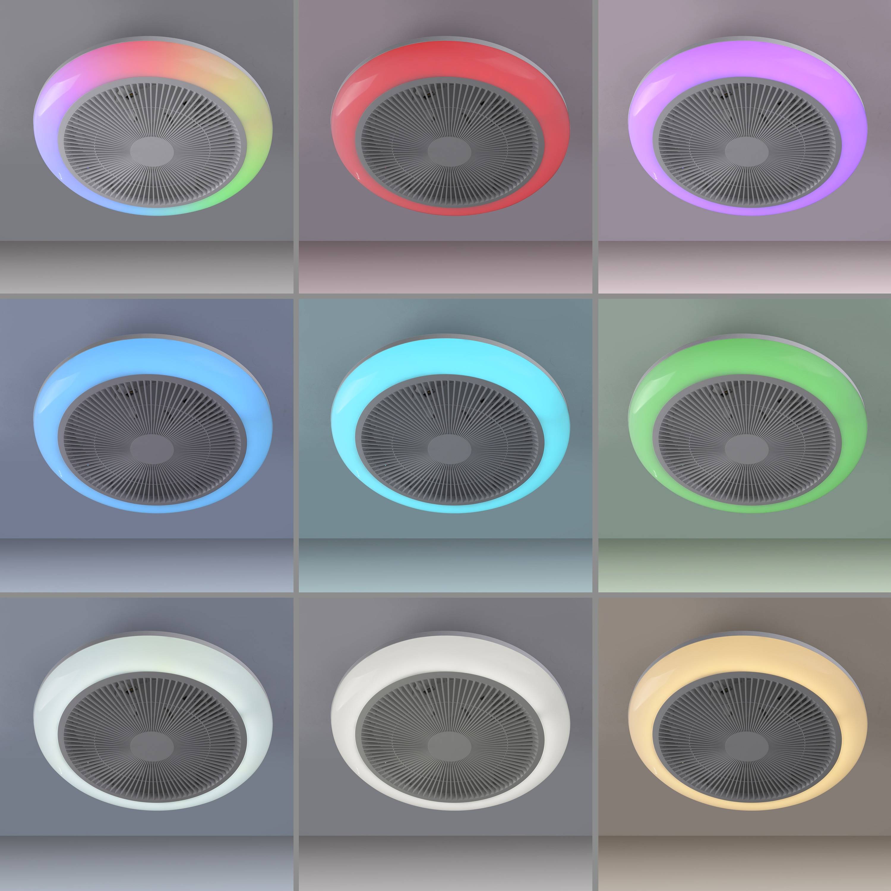 JUST LIGHT LED-Deckenleuchte 14623-16, mit Ventilator, 22W, 3000lm, CCT, RGB, IP20, weiß