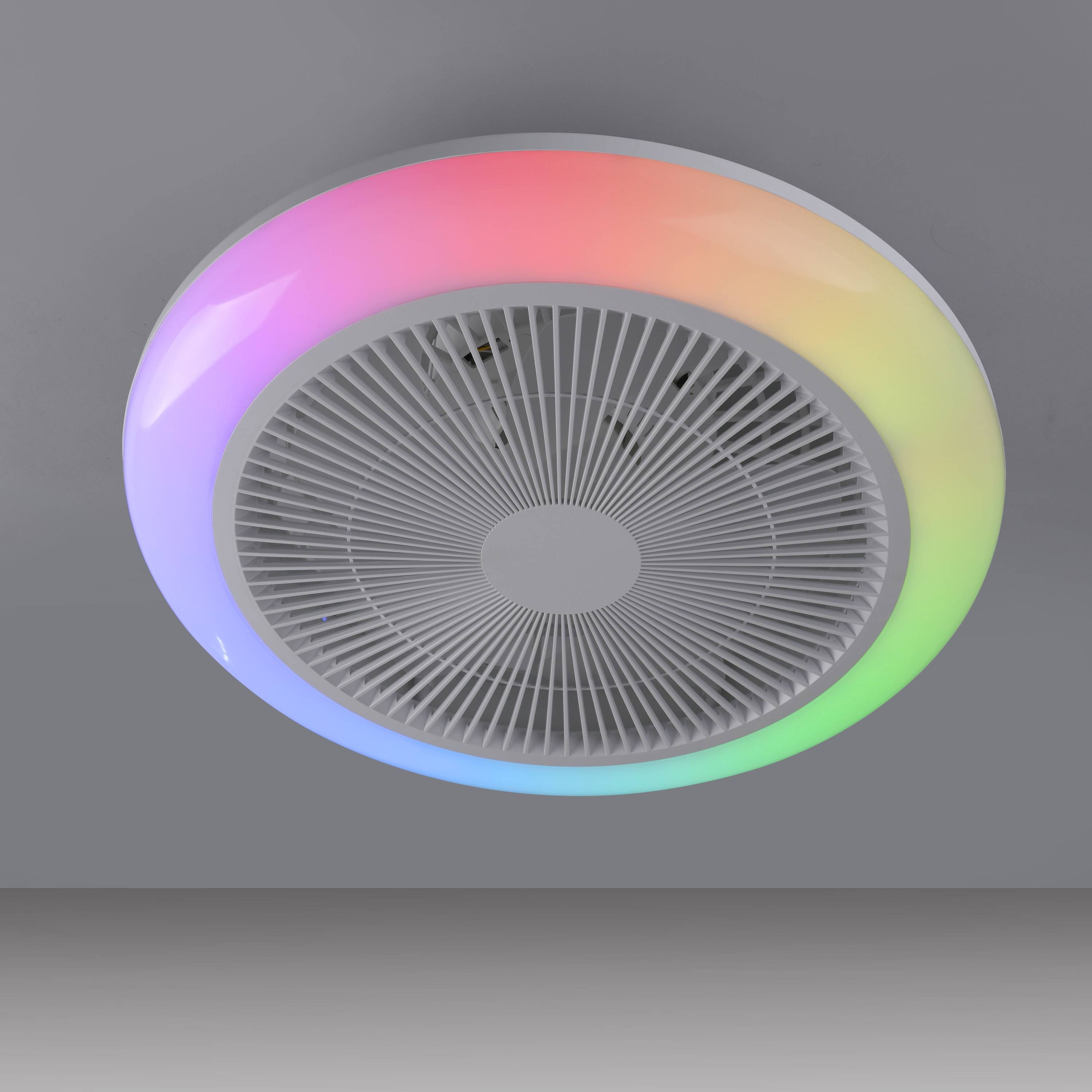 JUST LIGHT LED-Deckenleuchte 14623-16, mit Ventilator, 22W, 3000lm, CCT, RGB, IP20, weiß