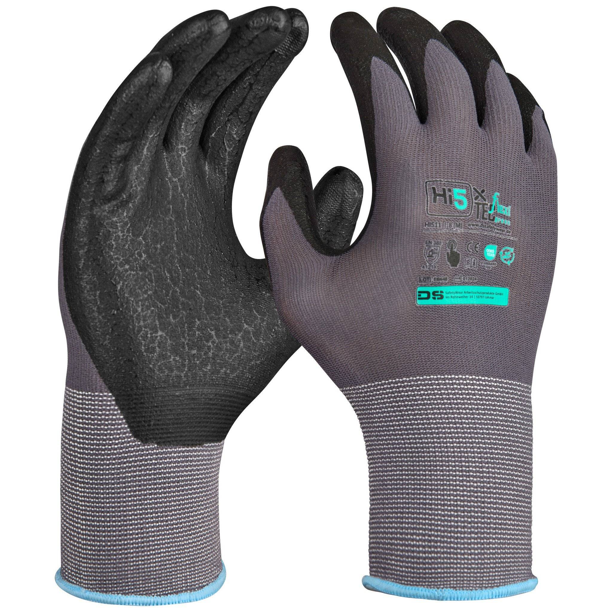 Hi5 X Flexitec Basic Handschuhe 4121X, grau/schwarz