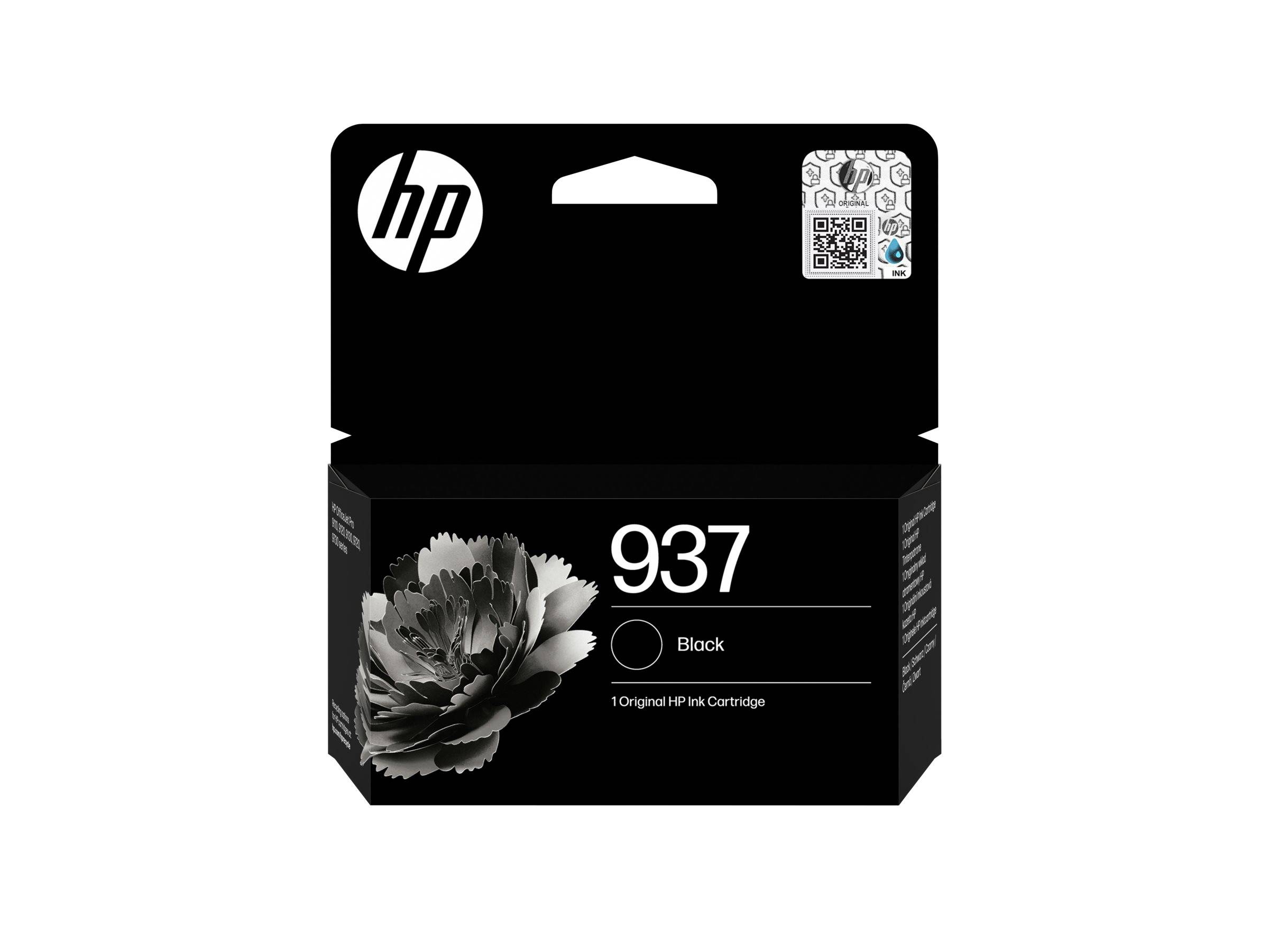 HP 937 schwarze Tintenpatrone Einzelhandelsverpackung, gekennzeichnet mit „Original HP Tintenpatrone
