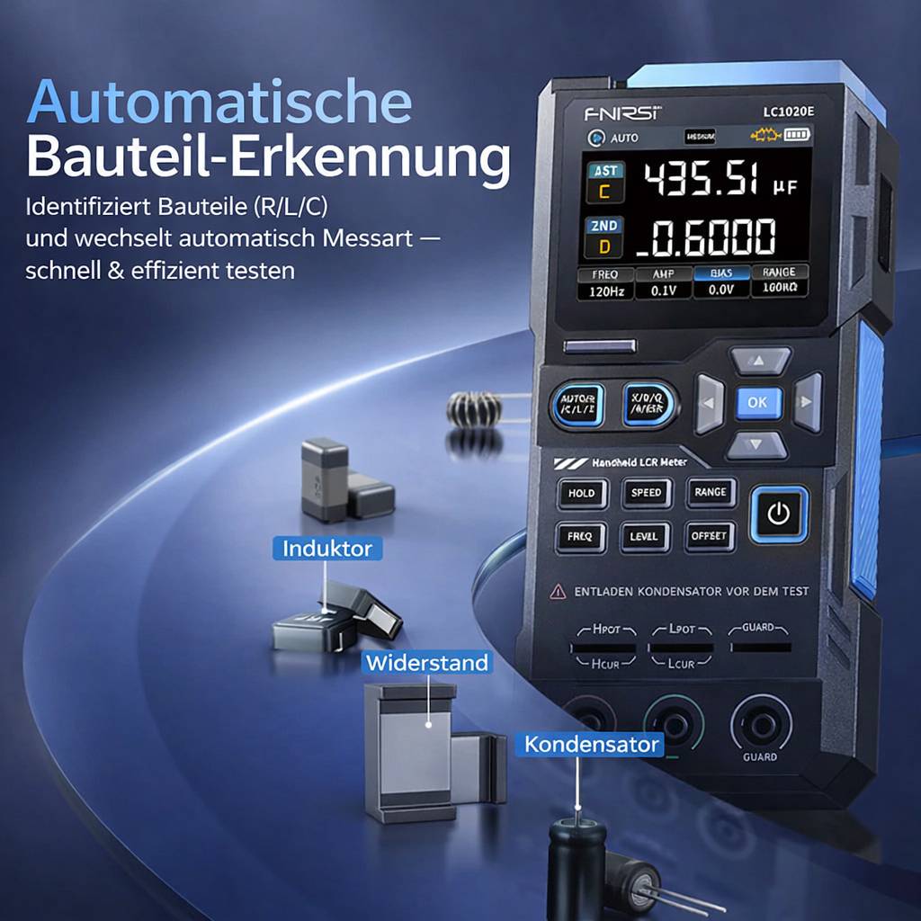 FNIRSI LC1020E Hochpräziser Handheld Digitaler Brücken LCR ESR Tester